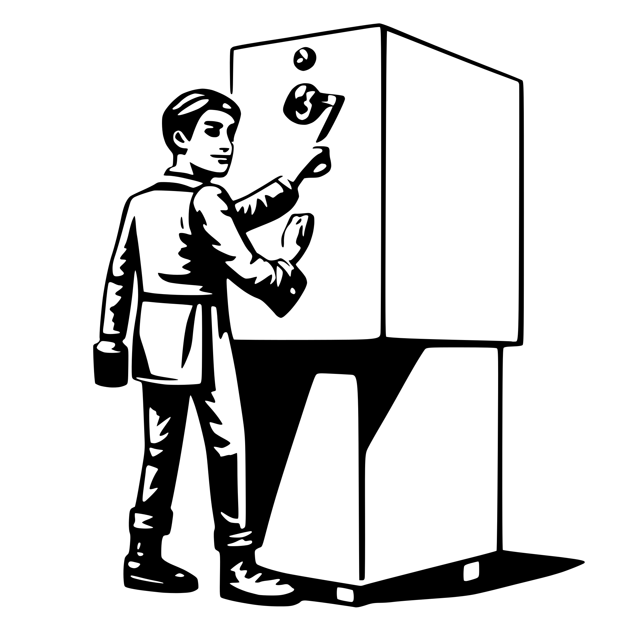 AI-generated SVG of 'GUY PUSH BOX'