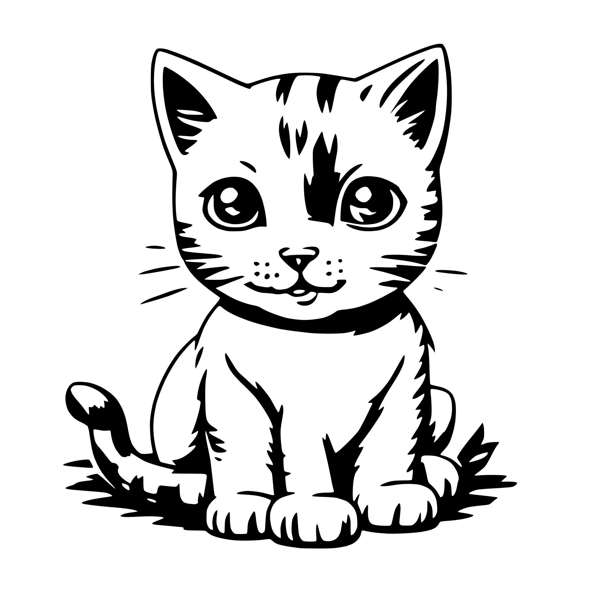 AI-generated SVG of 'cute kitten coloring page'