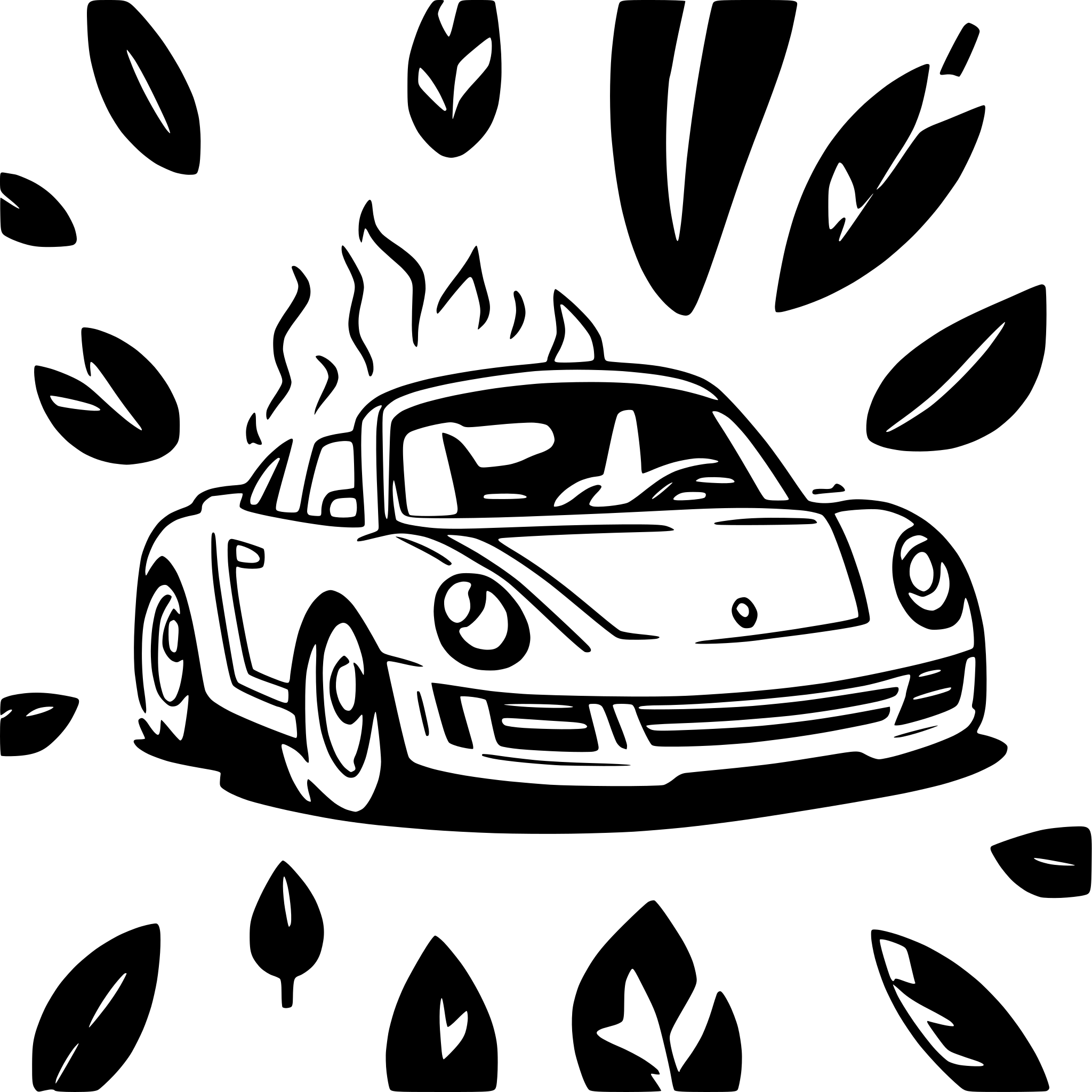 AI-generated SVG of a porche burning out