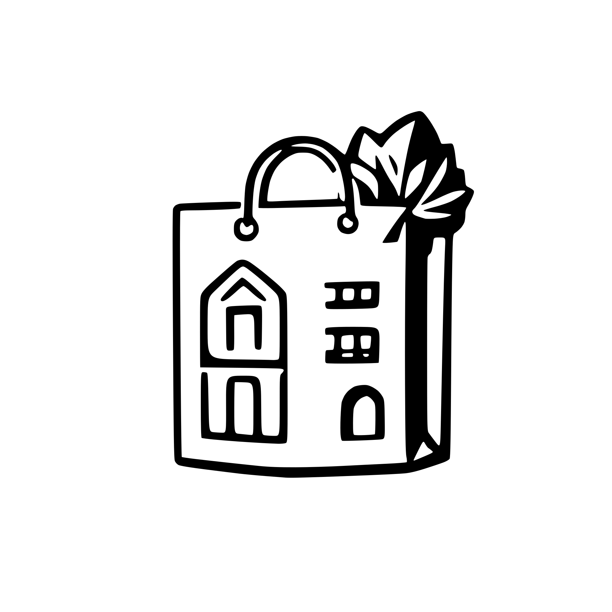 AI-generated SVG of a Logo featuring an abstract Inca-style house merged with a shopping bag icon, reflecting traditional culture with a modern, minimalistic design. Geometric shapes, smooth curves, nature-inspired