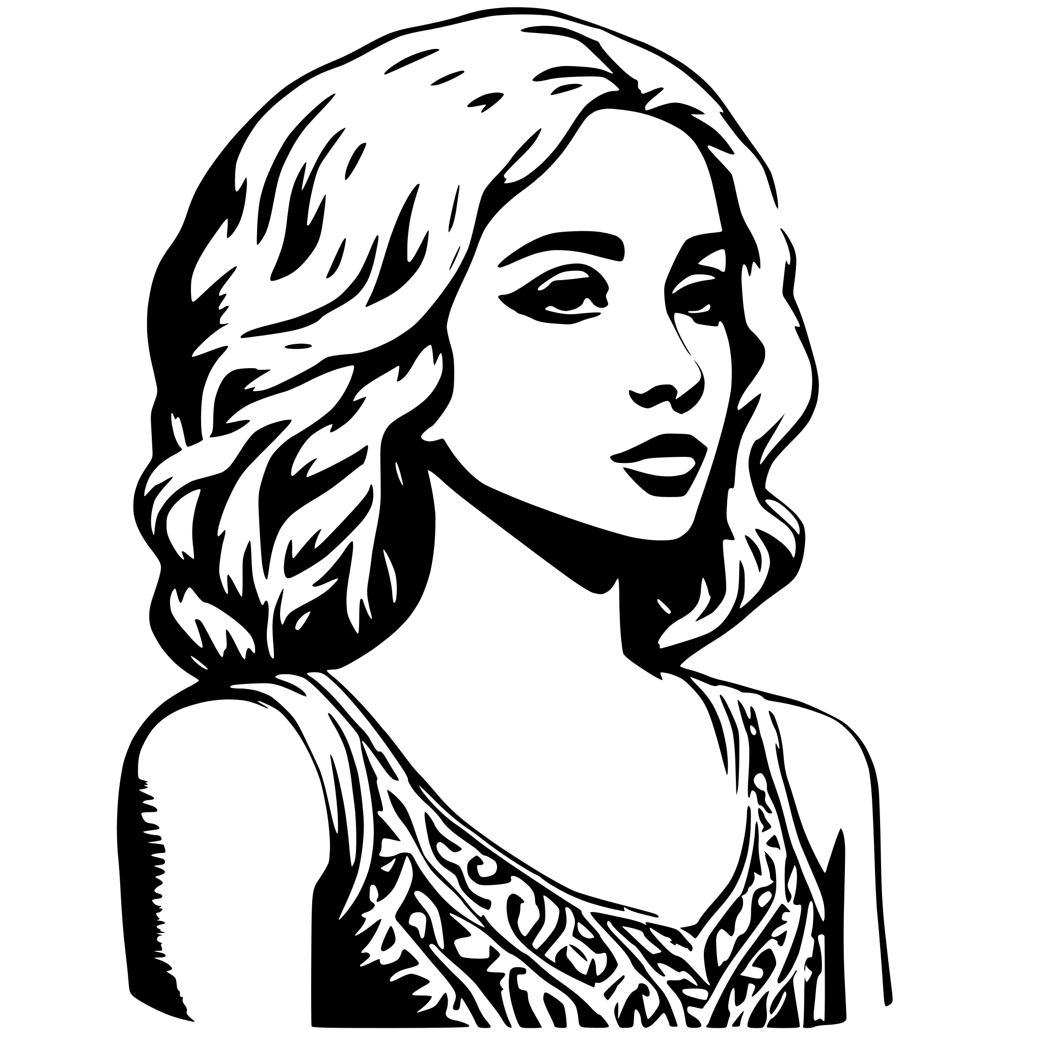 AI-generated SVG of a YOUNG BLOND GIRL METISSE EUROPEAN AND AFRICAN