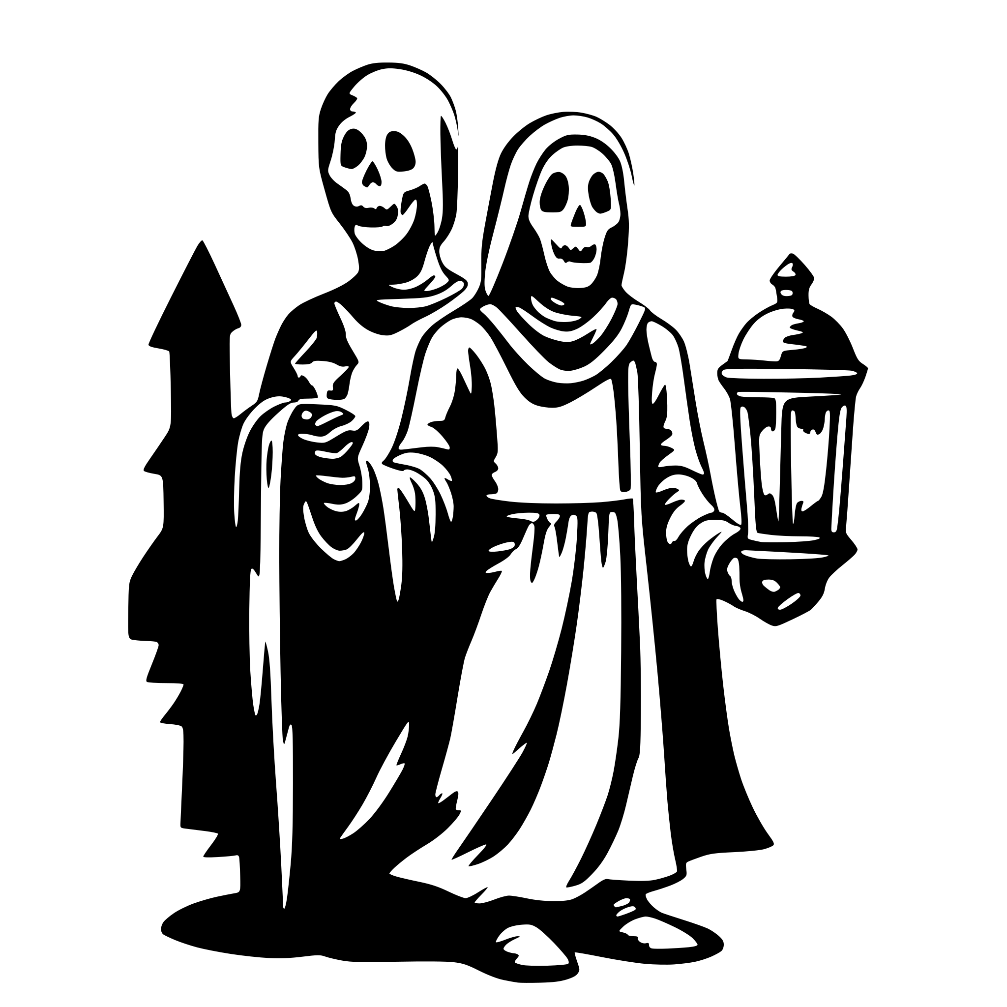 AI-generated SVG of a ghost with a latern in the hand