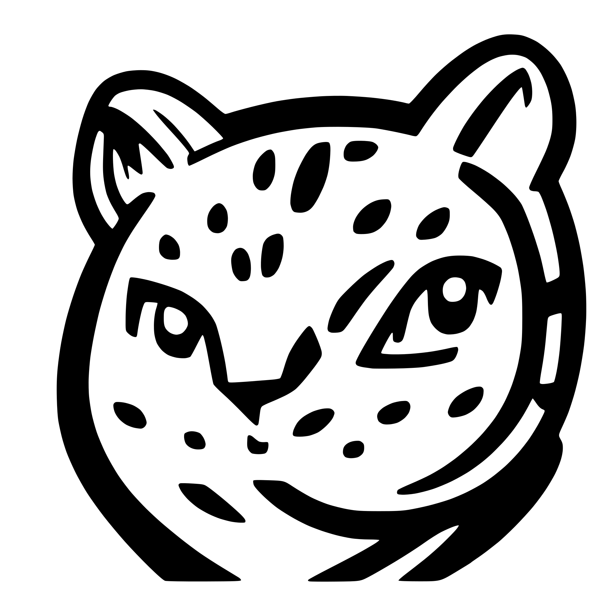 AI-generated SVG of a head of leopard cat, very very extremely simplified, snoopy like drawing, looking straight ahead