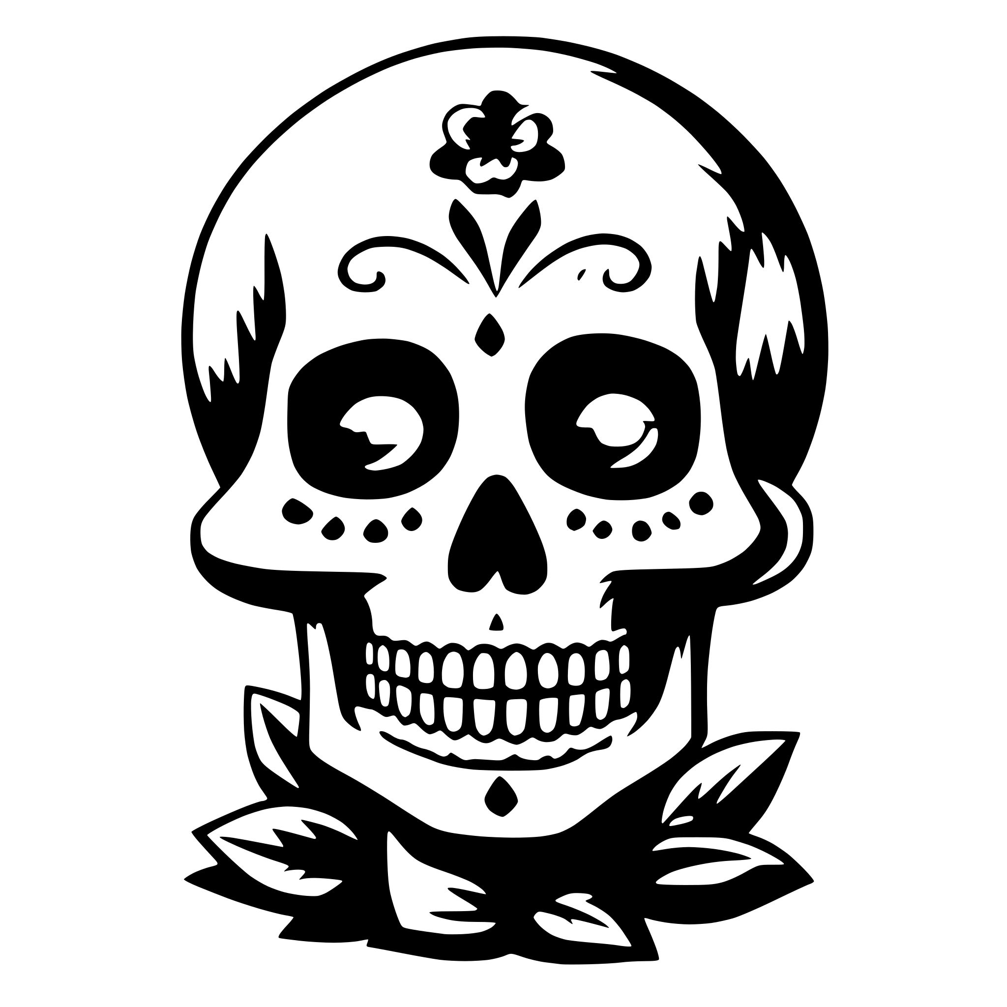 AI-generated SVG of a day of dead with flowers