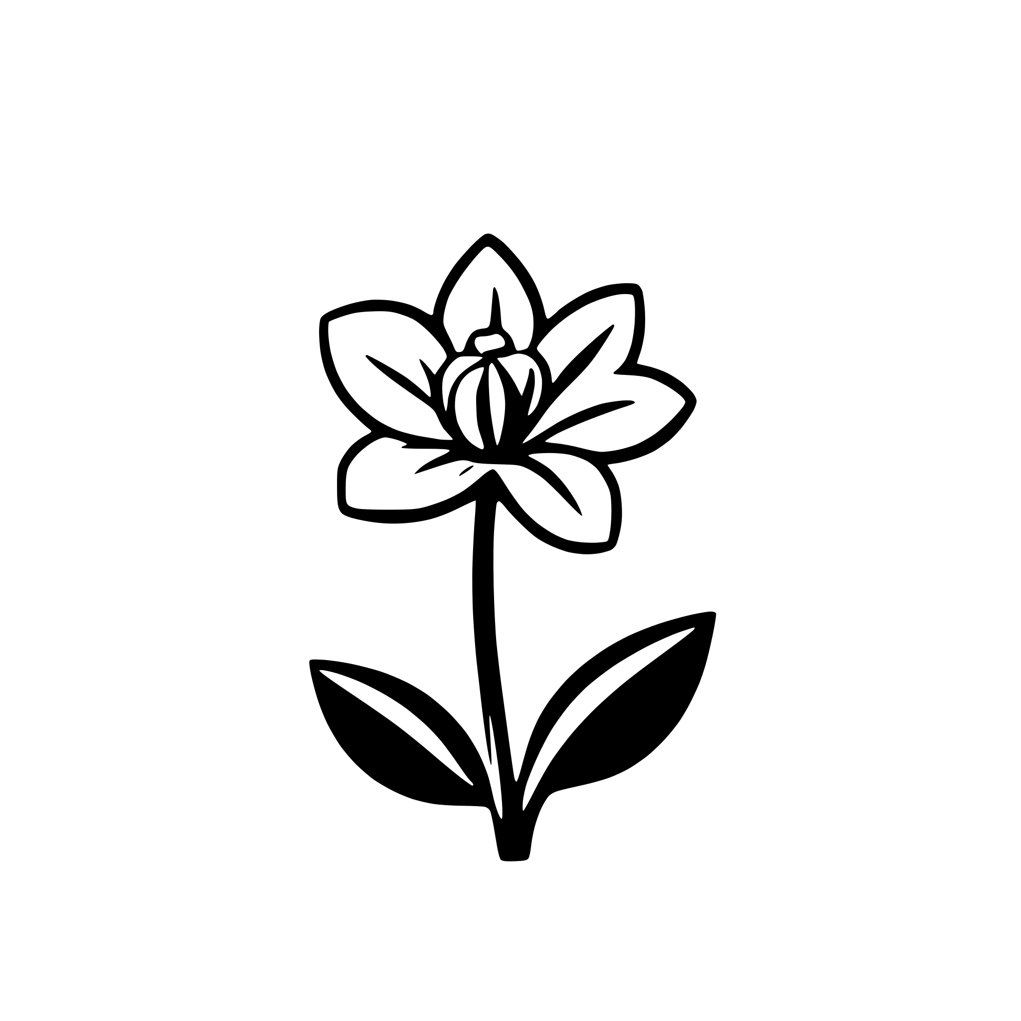AI-generated SVG of a simple orchid flower silhouette biog logo