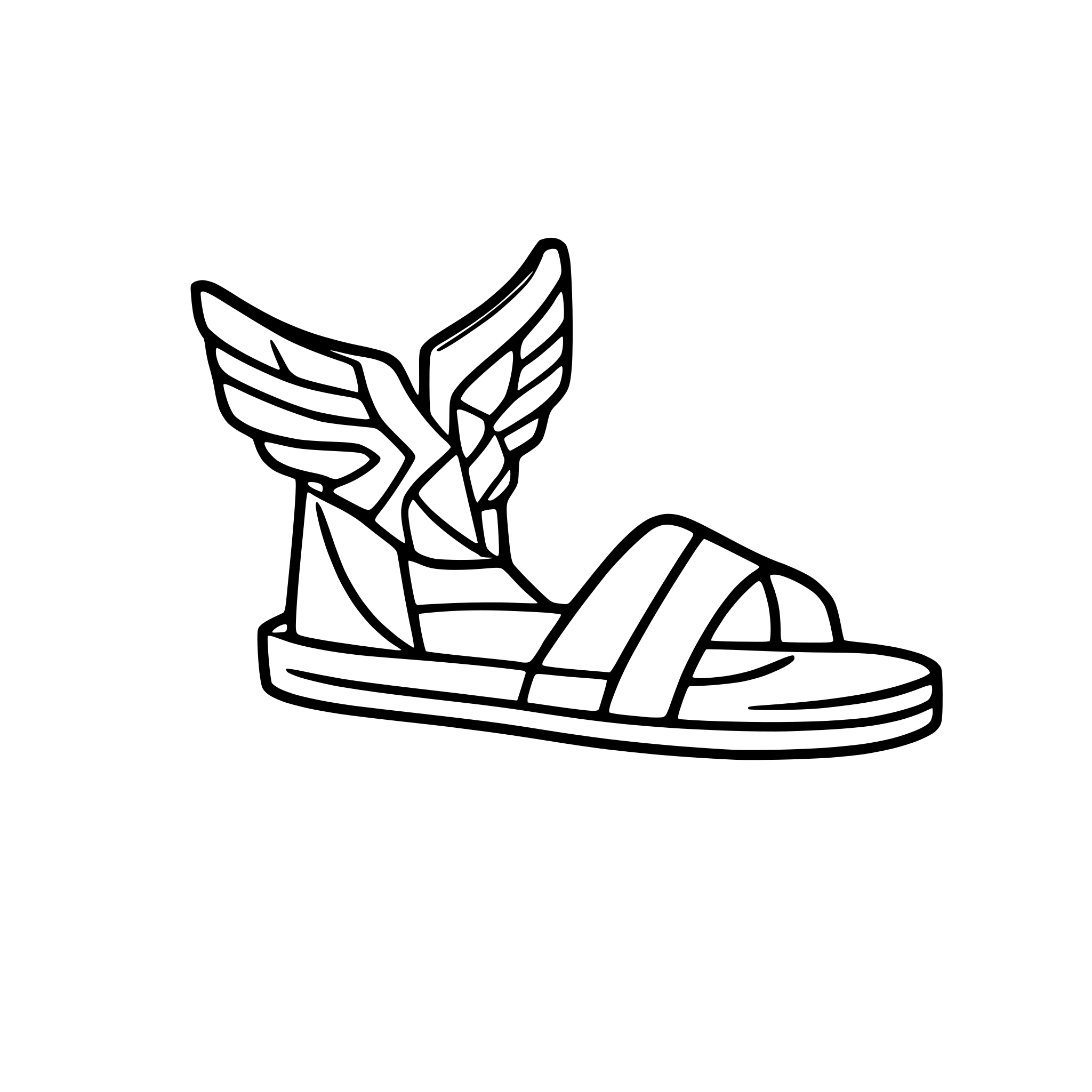 AI-generated SVG of a Make a logo based of the winged sandals of Hermes for a messaging / discussion app.