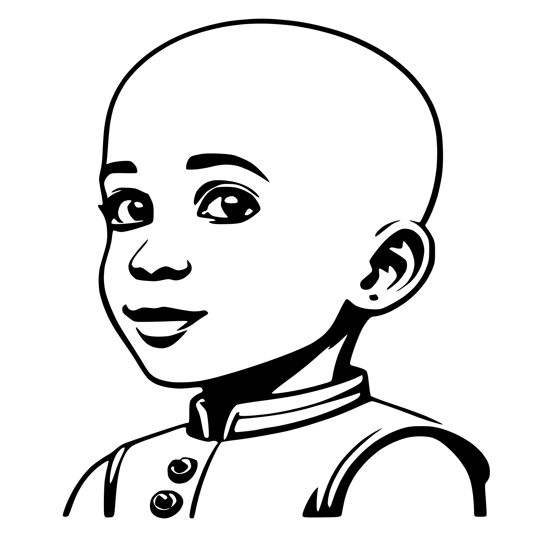 AI-generated SVG of a bald african boy smiling
