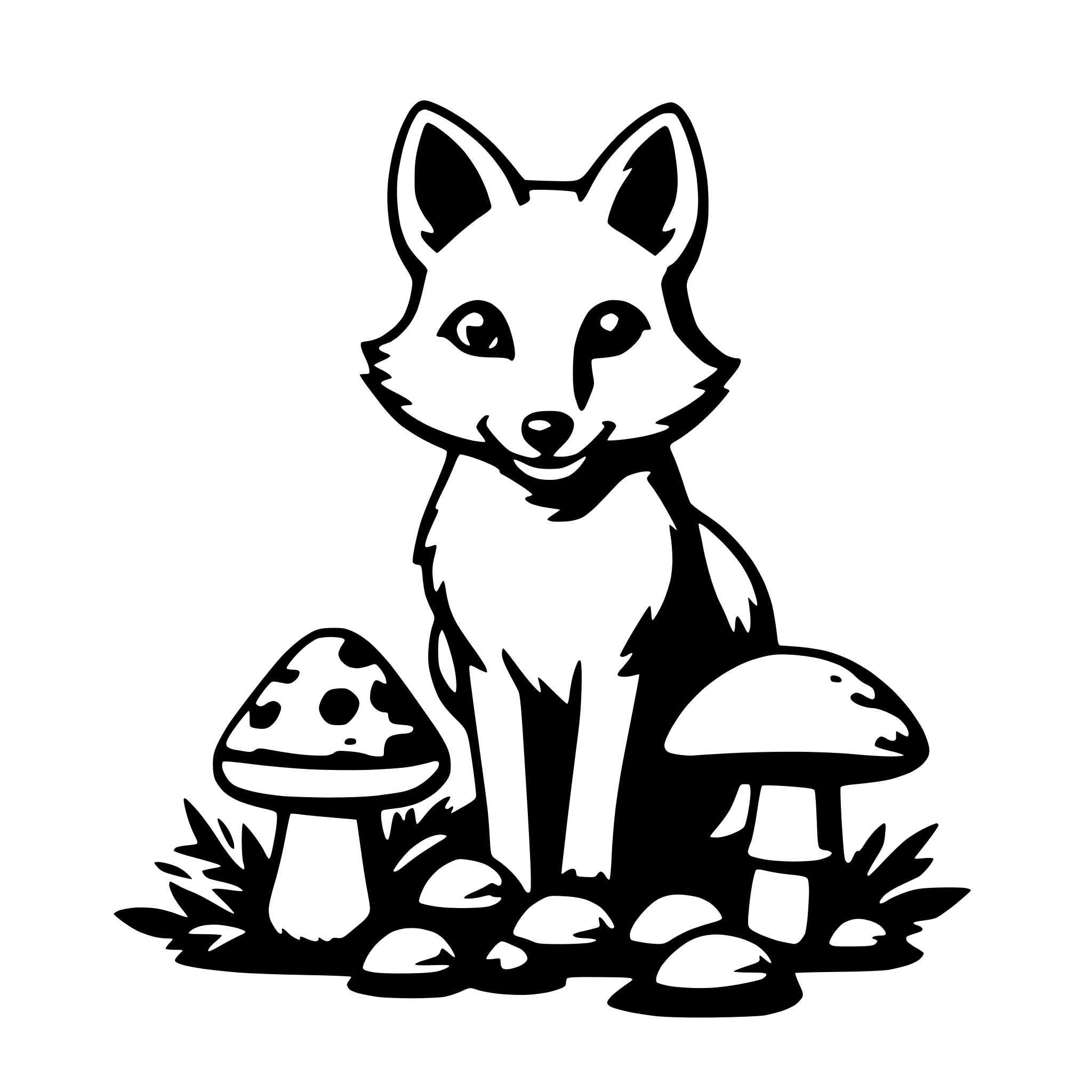 AI-generated SVG of a fox and mushrooms