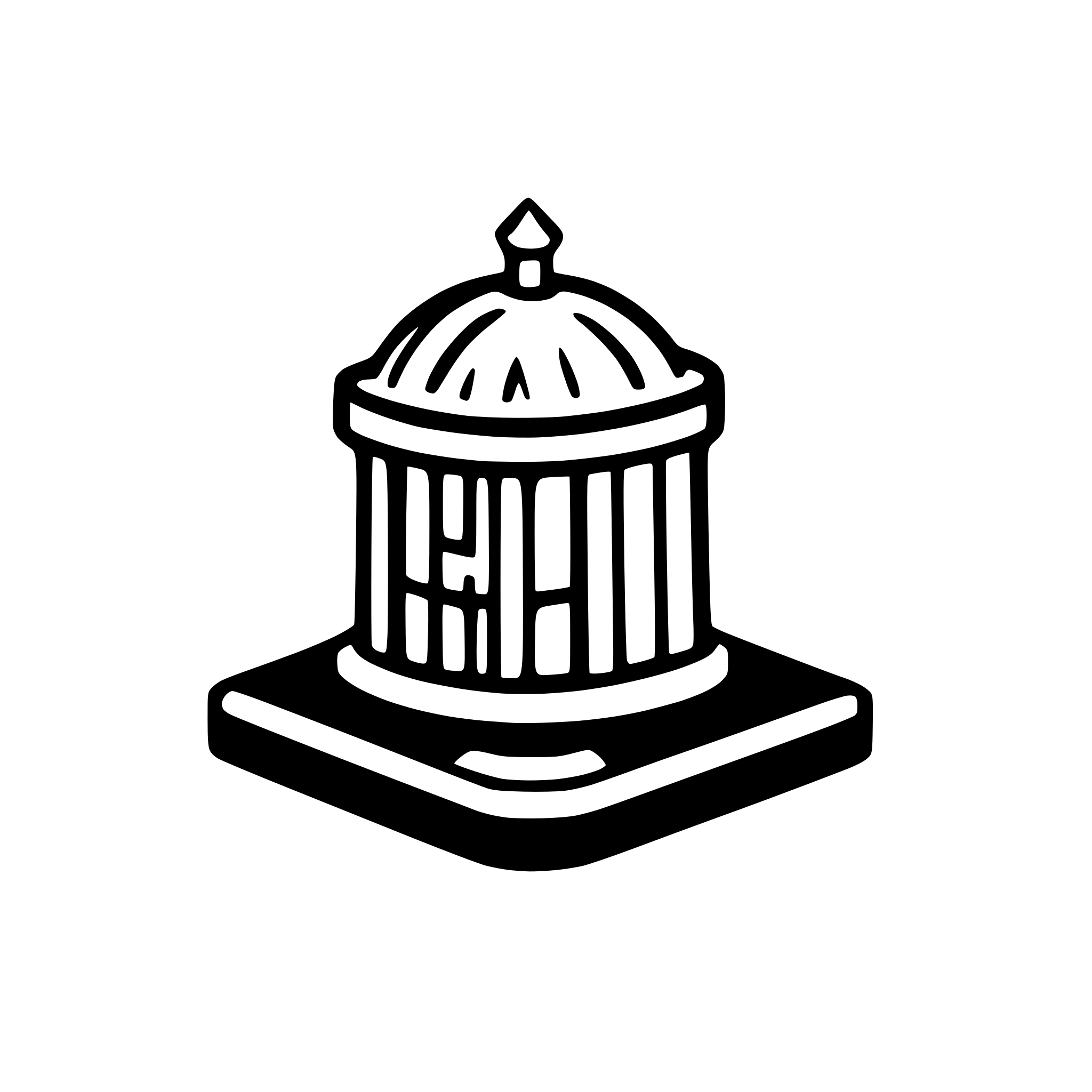 AI-generated SVG of a an android app icon representing  a temple on top of mount olympus