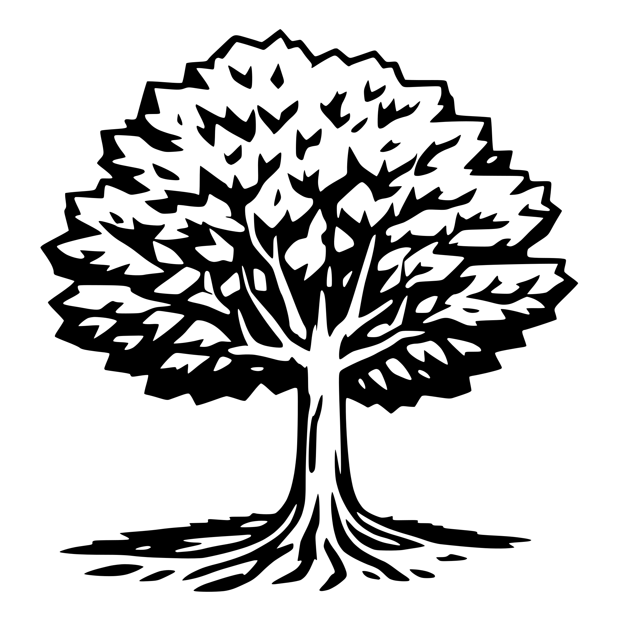 AI-generated SVG of 'i need a realistic vector of just the outline of a large tree with leaves.'