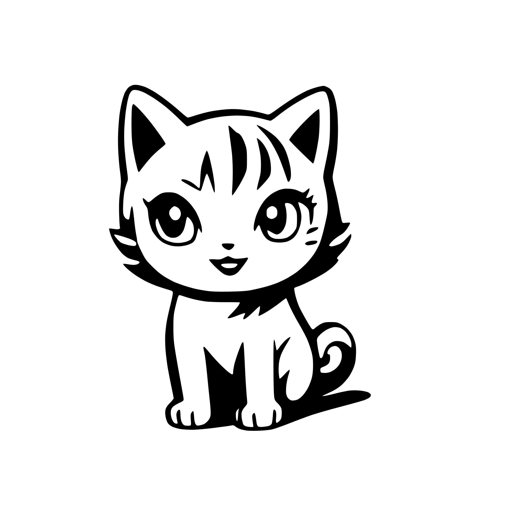 AI-generated SVG of 'I want the cat to run to the right then come back, then sit on the floor.'