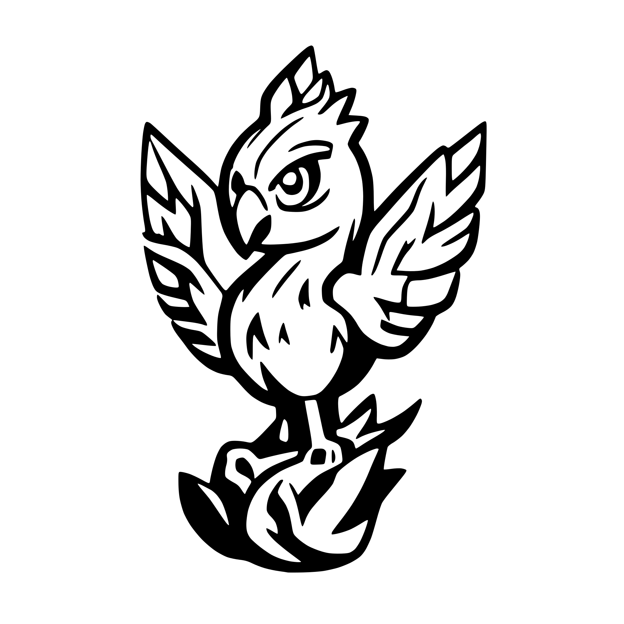 AI-generated SVG of a A phoenix sitting in flames.