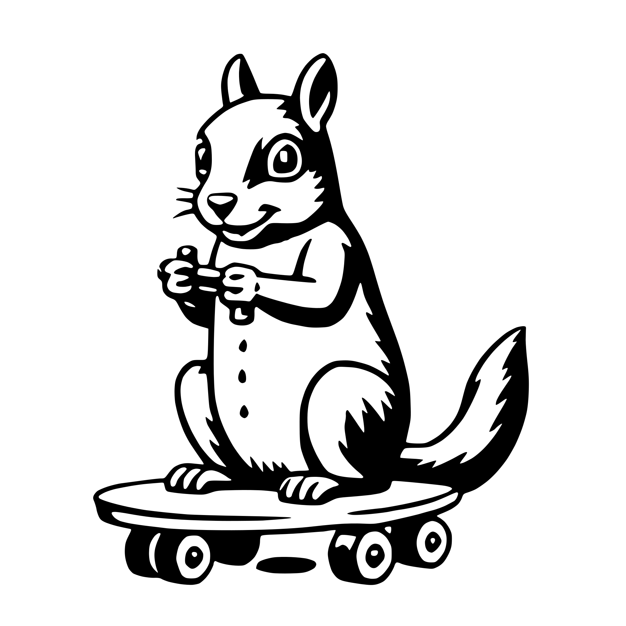 AI-generated SVG of a squirrel with skateboard