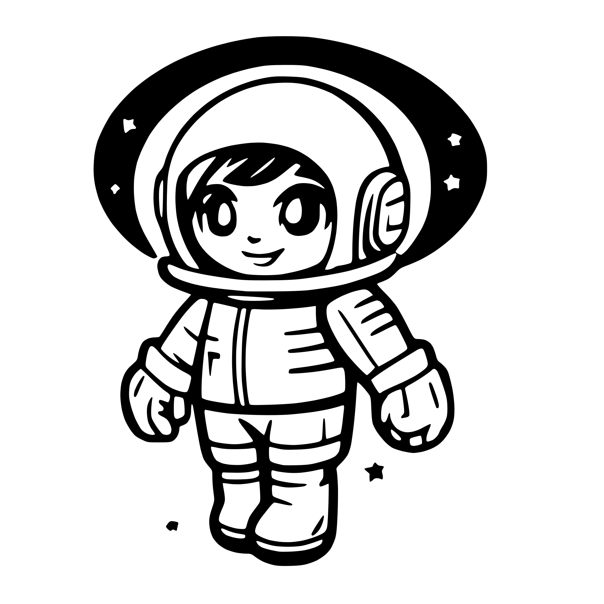 AI-generated SVG of a astronaut floating between stars