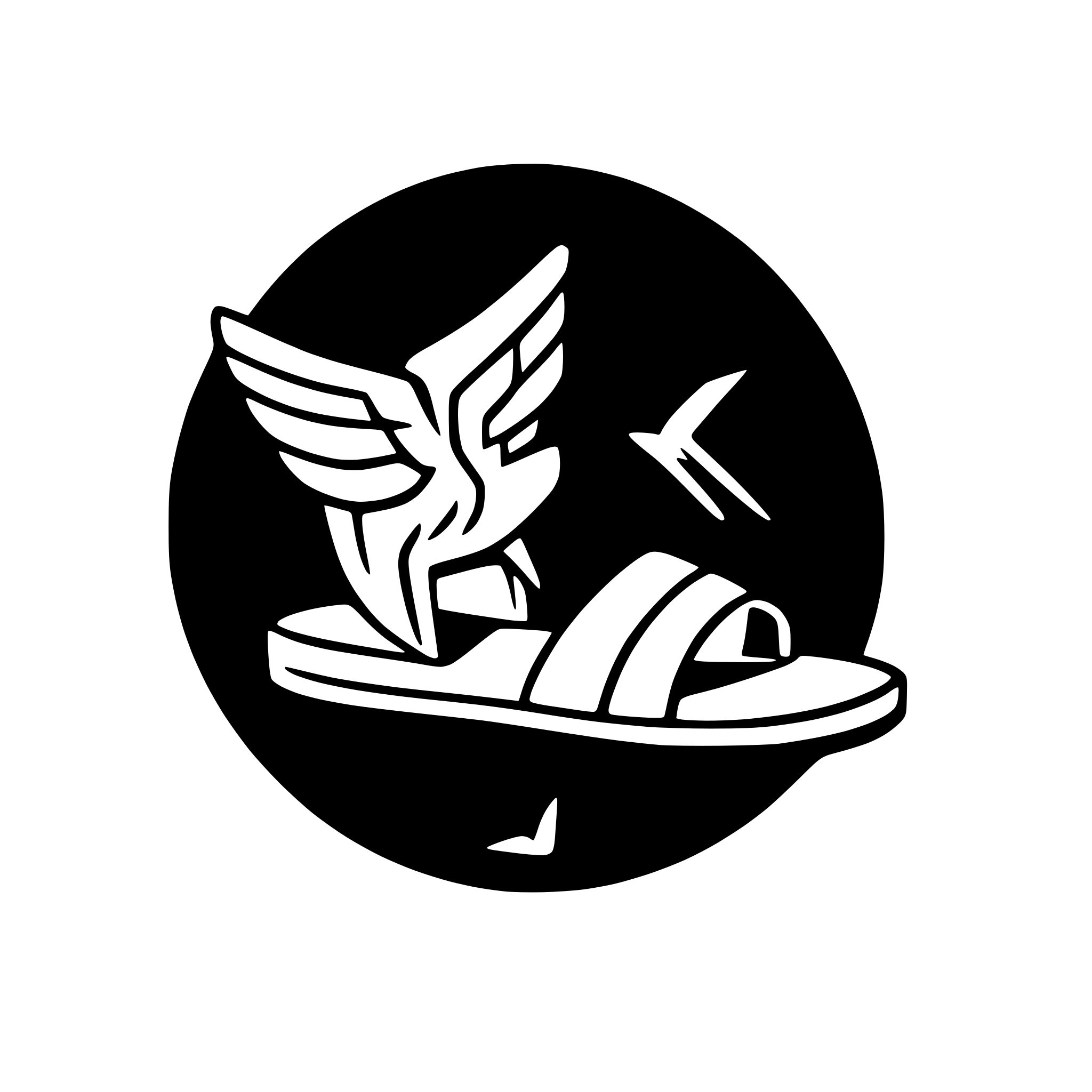 AI-generated SVG of a Design a sleek, modern logo for a discussion app inspired by Hermes winged sandals. Include a wing for speed and a message bubble for communication. Use smooth, flowing lines. Ensure its minimal and SVG-friendly.
