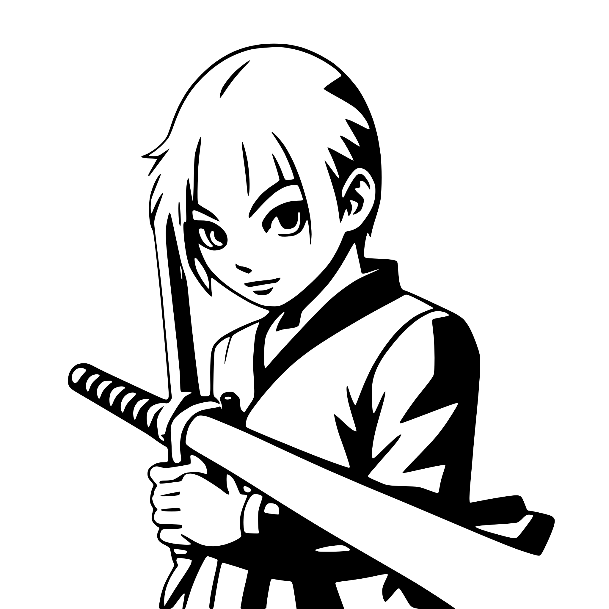 AI-generated SVG of 'boy with katana'