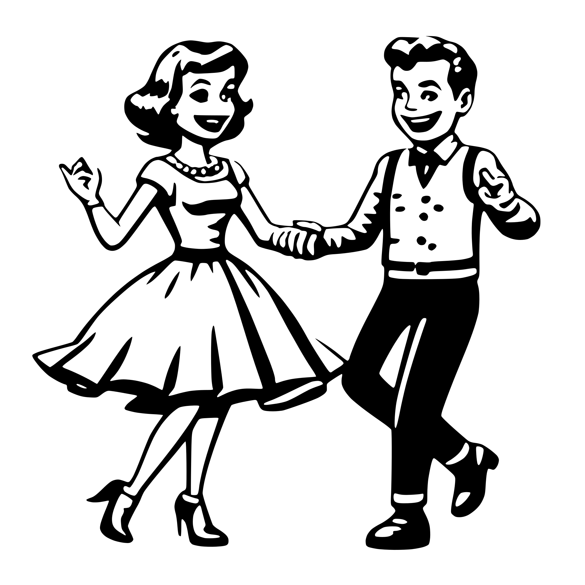 AI-generated SVG of 'Dancing Thumbs retro 50s cartoon'