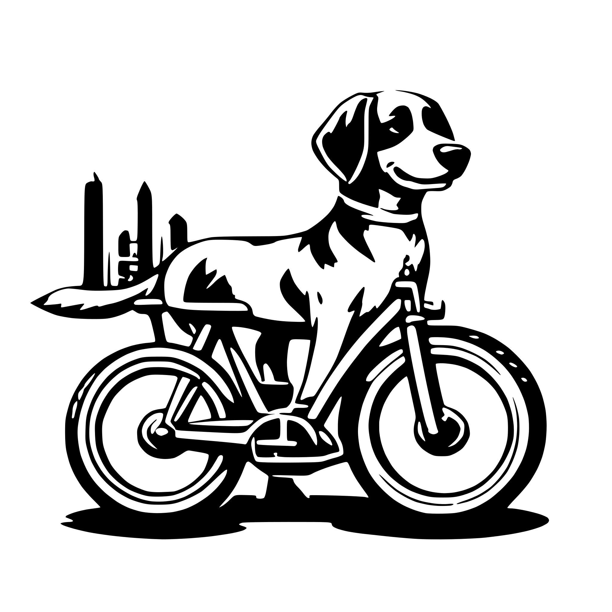 AI-generated SVG of 'dog on bike'