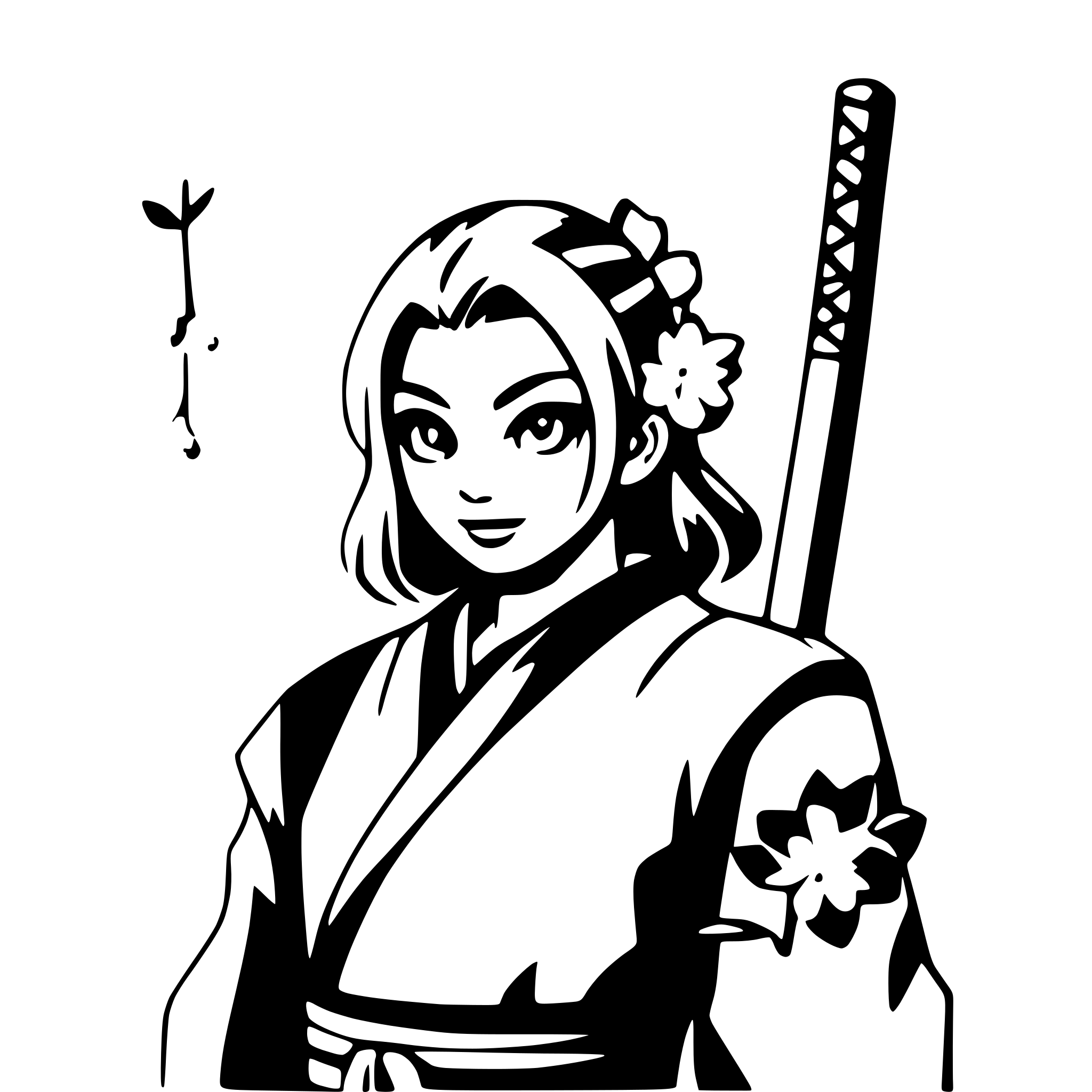 AI-generated SVG of a samurai with cherry blossoms