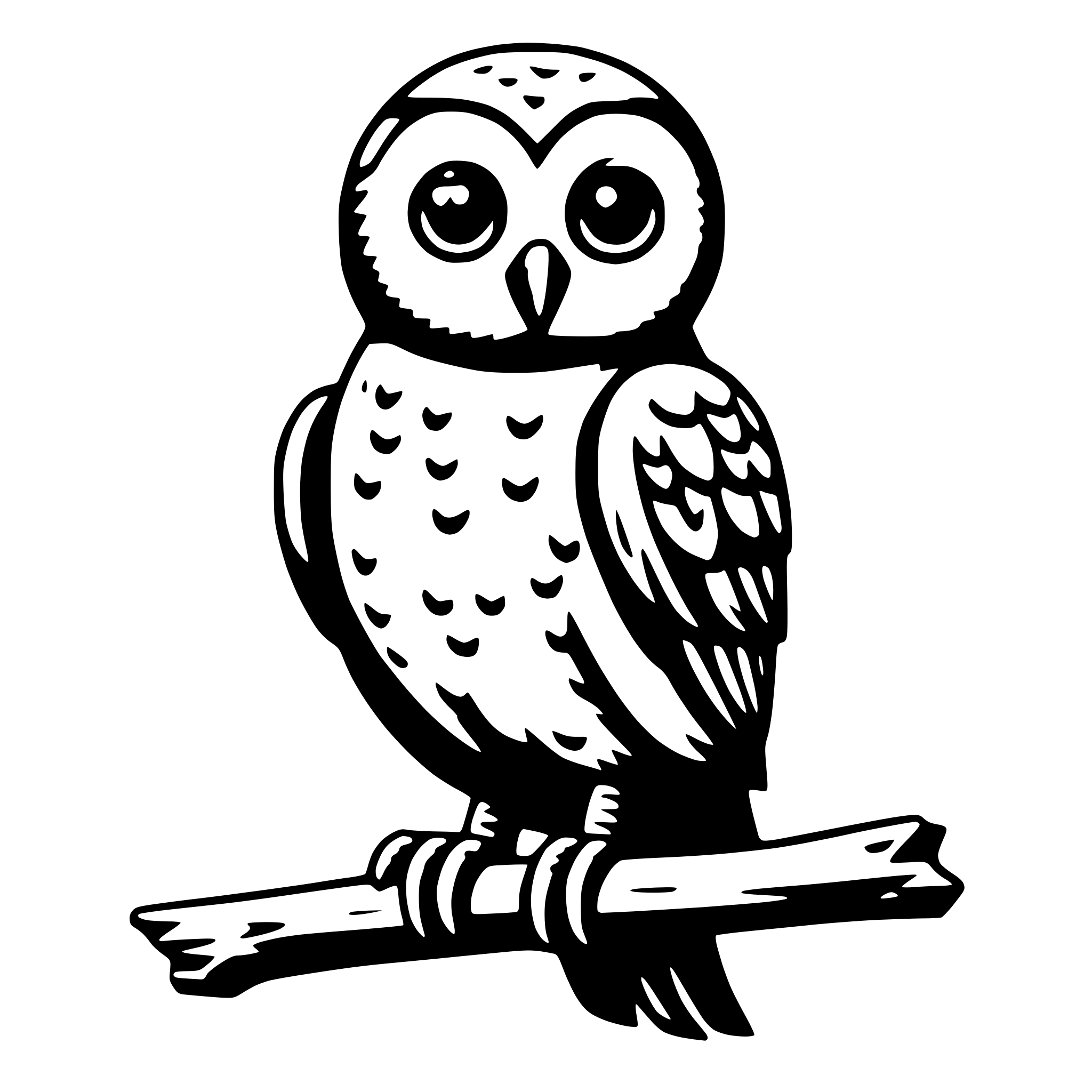 AI-generated SVG of 'owl on branch'