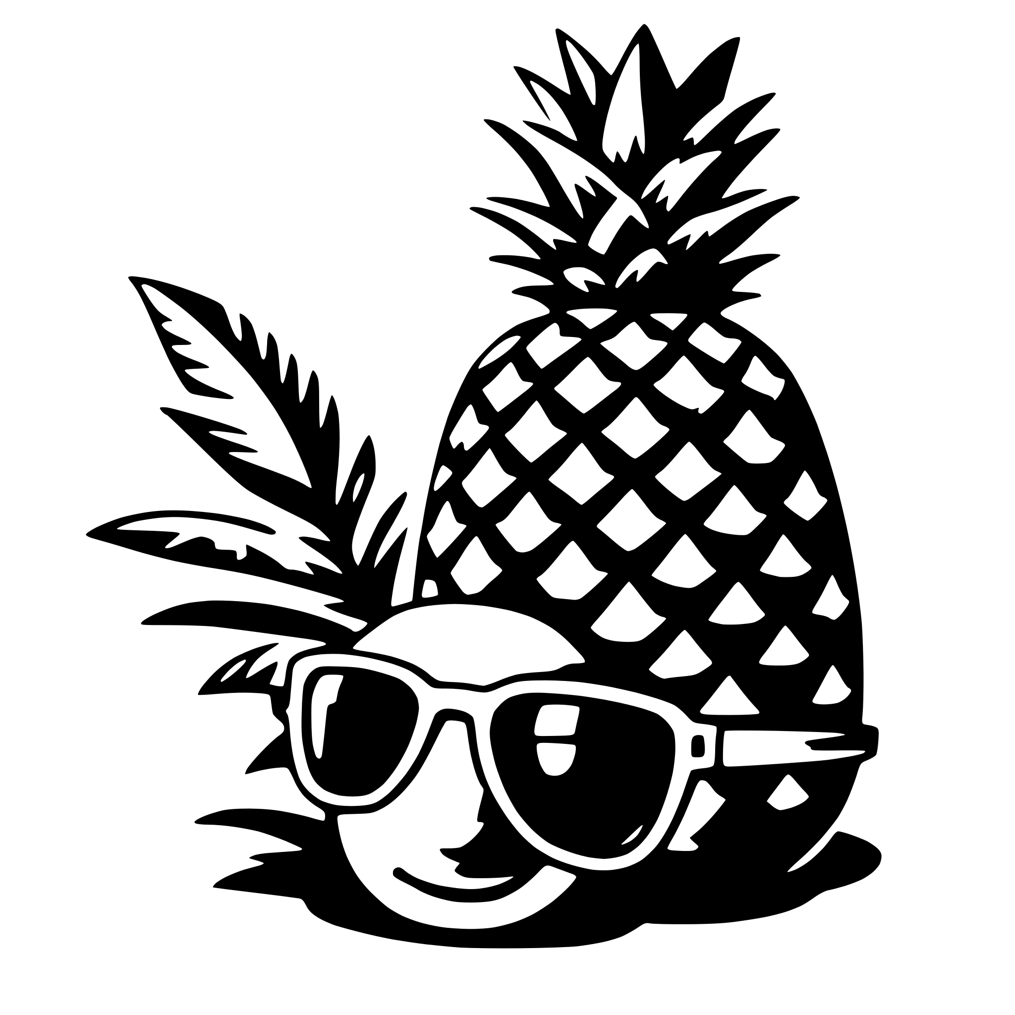 AI-generated SVG of 'pineapple and sunglasses'
