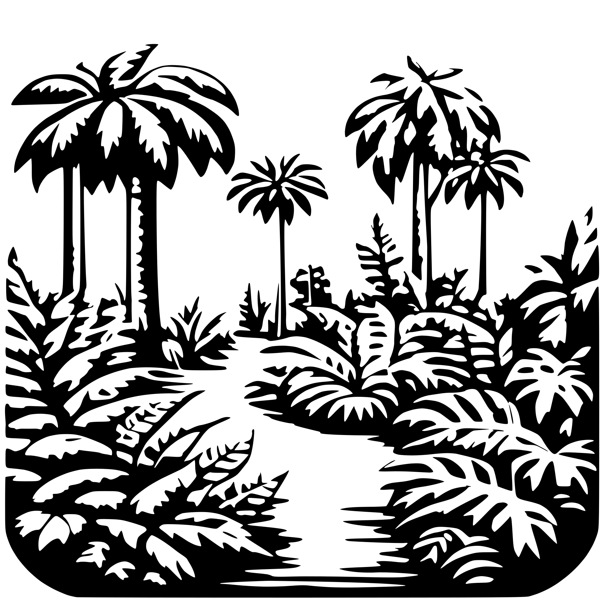 Jungle Tree Icon SVG Bundle for 'jungle trees, ferns, and vines with multiple layers of ...