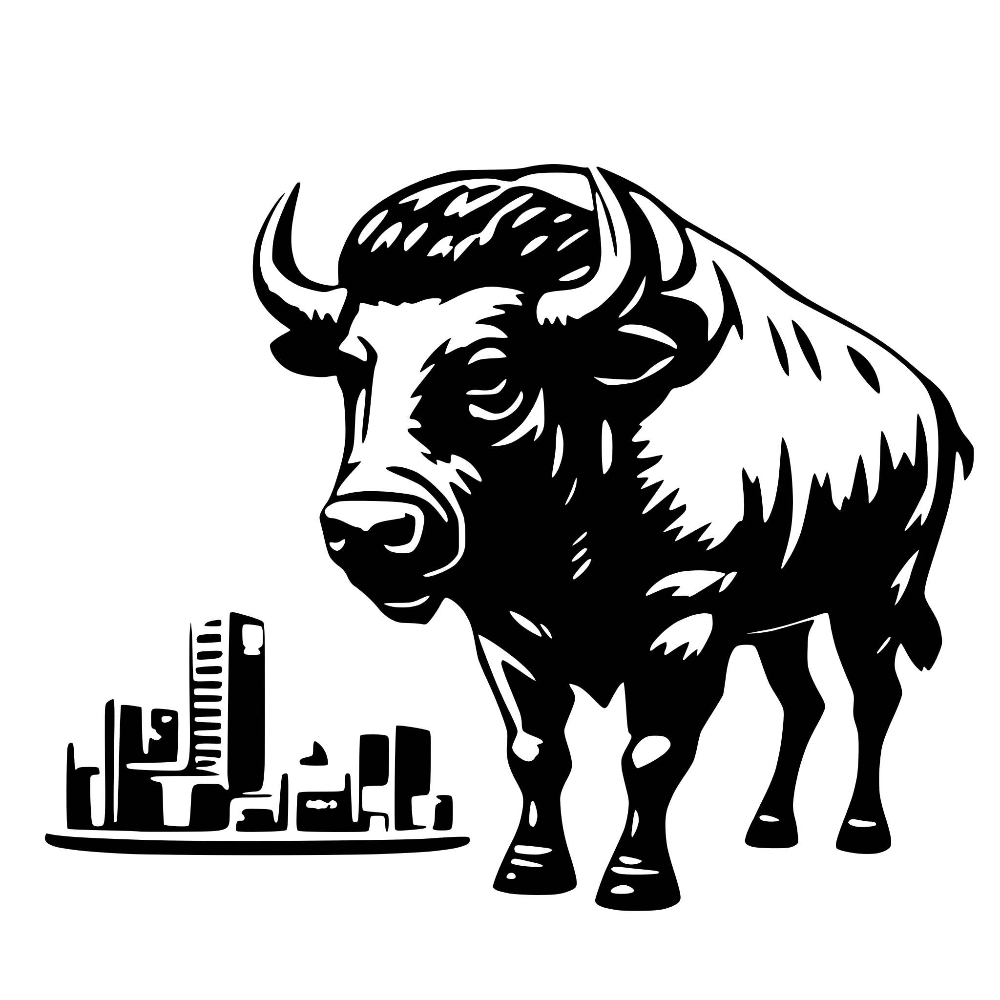 AI-generated SVG of a a bison with technology elements