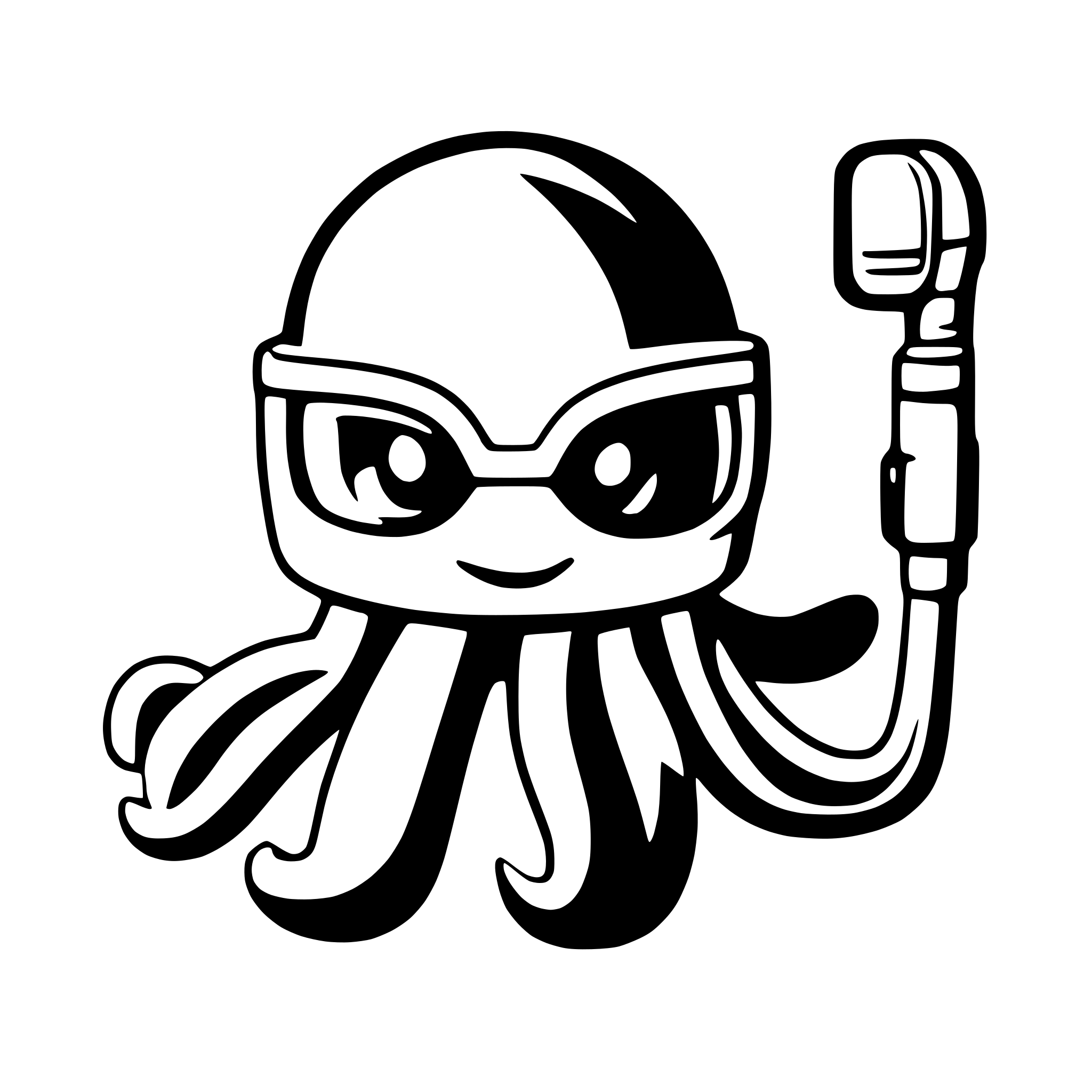 AI-generated SVG of a Octopus with snorkel gear from the front