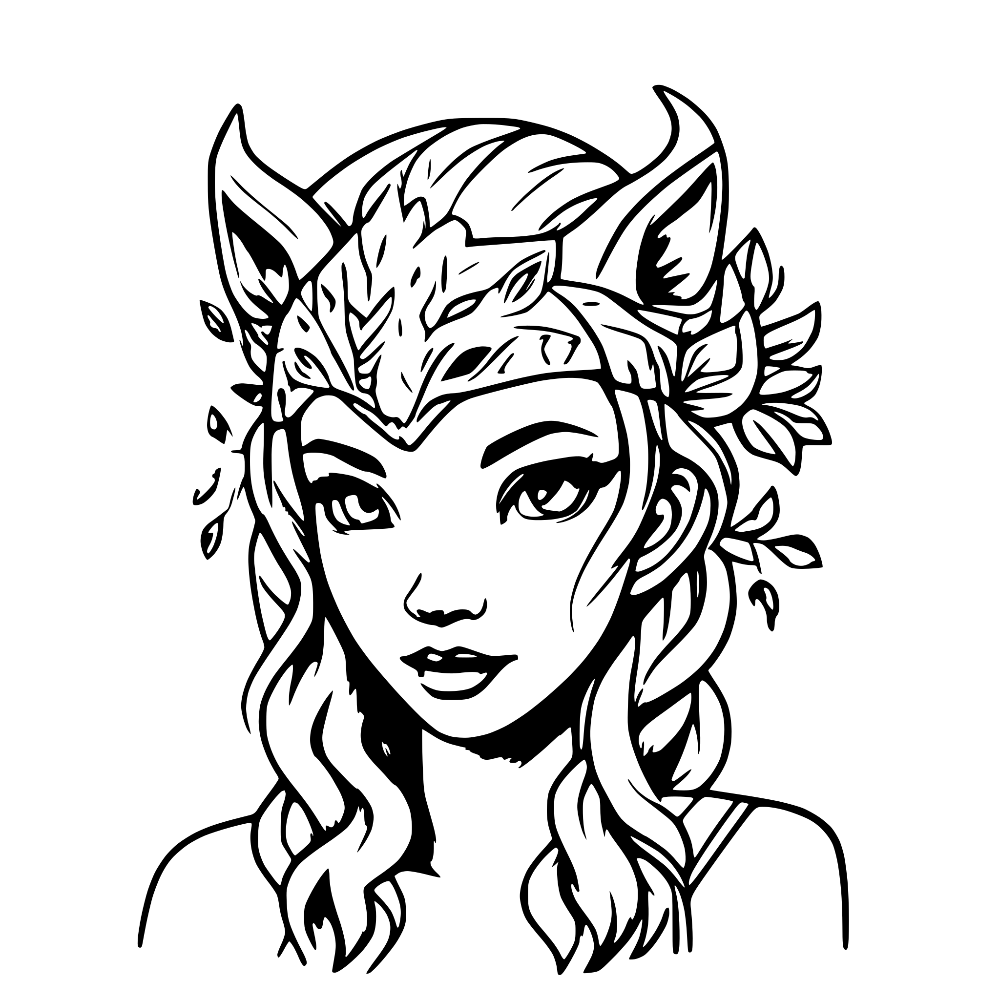 AI-generated SVG of a A Mythological creature that is a blend of Medusa and a lynx