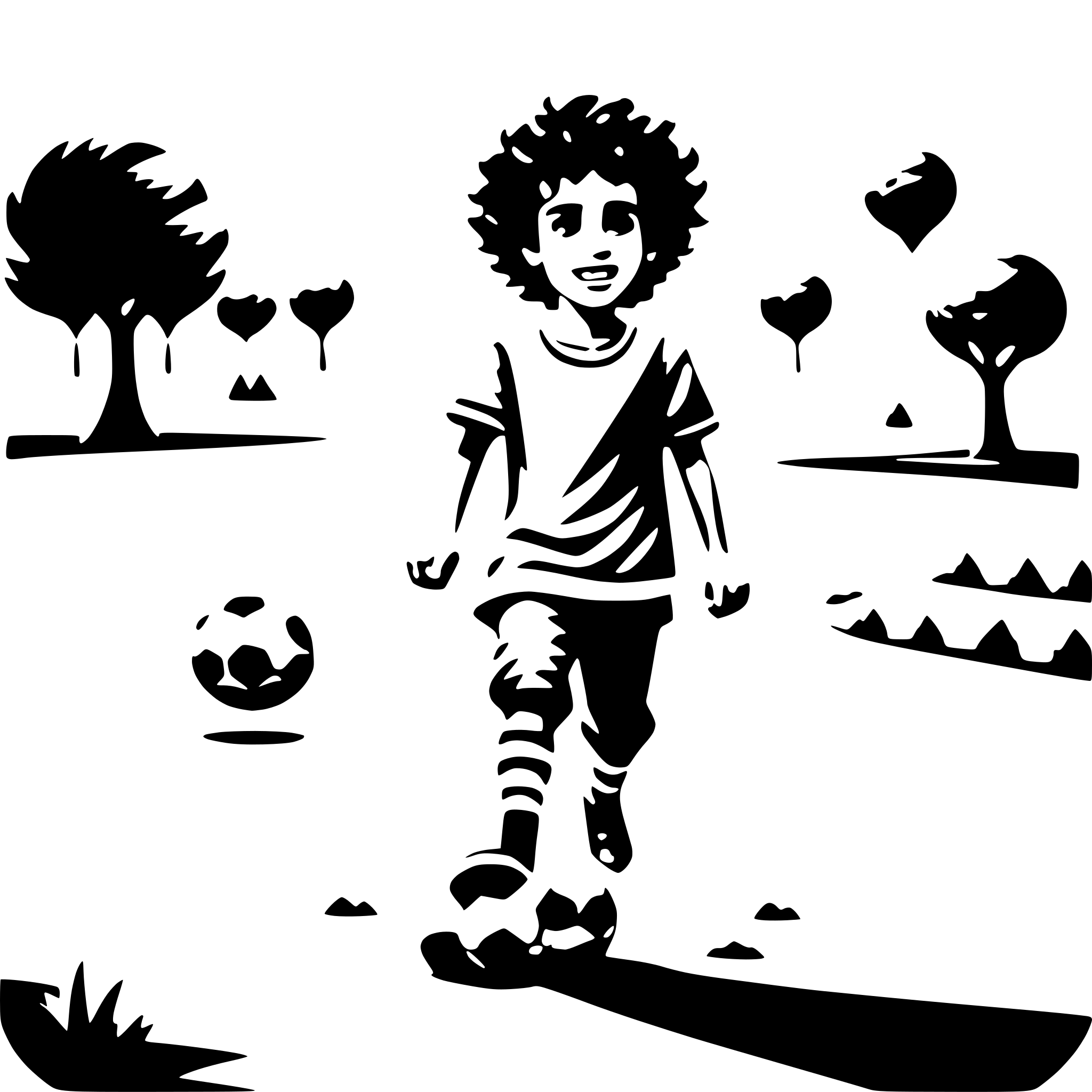 AI-generated SVG of 'A cute little boy, with curly hair, playing soccer with his friends on the dirt field of their neighborhood in Iran.'