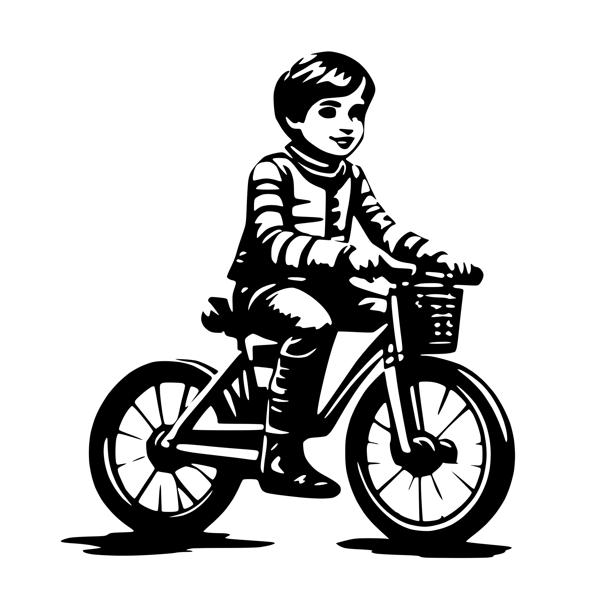AI-generated SVG of a illustration of a boy riding bicycle