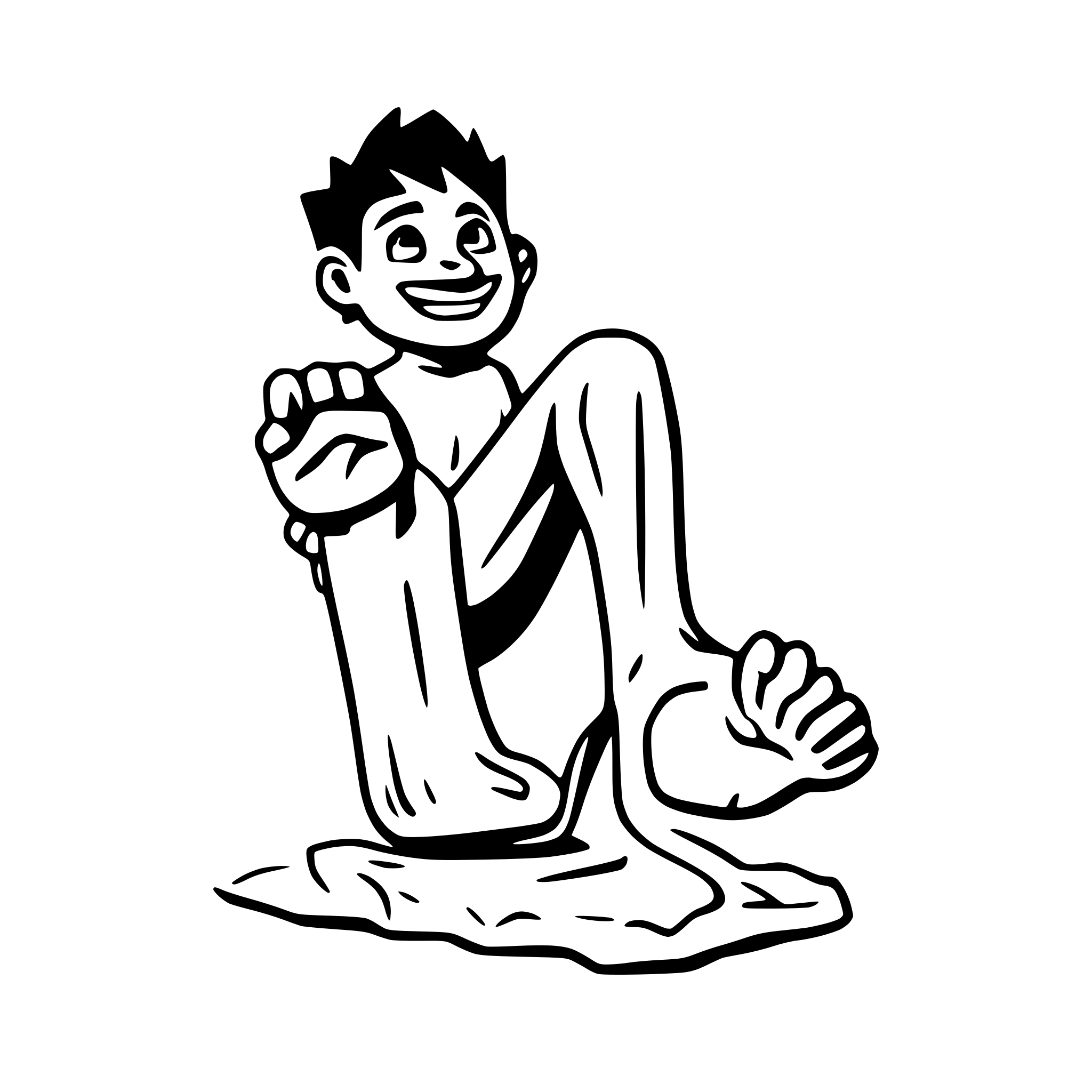AI-generated SVG of '3d animated cartoon of a human bare foot smashing a miniature devil'