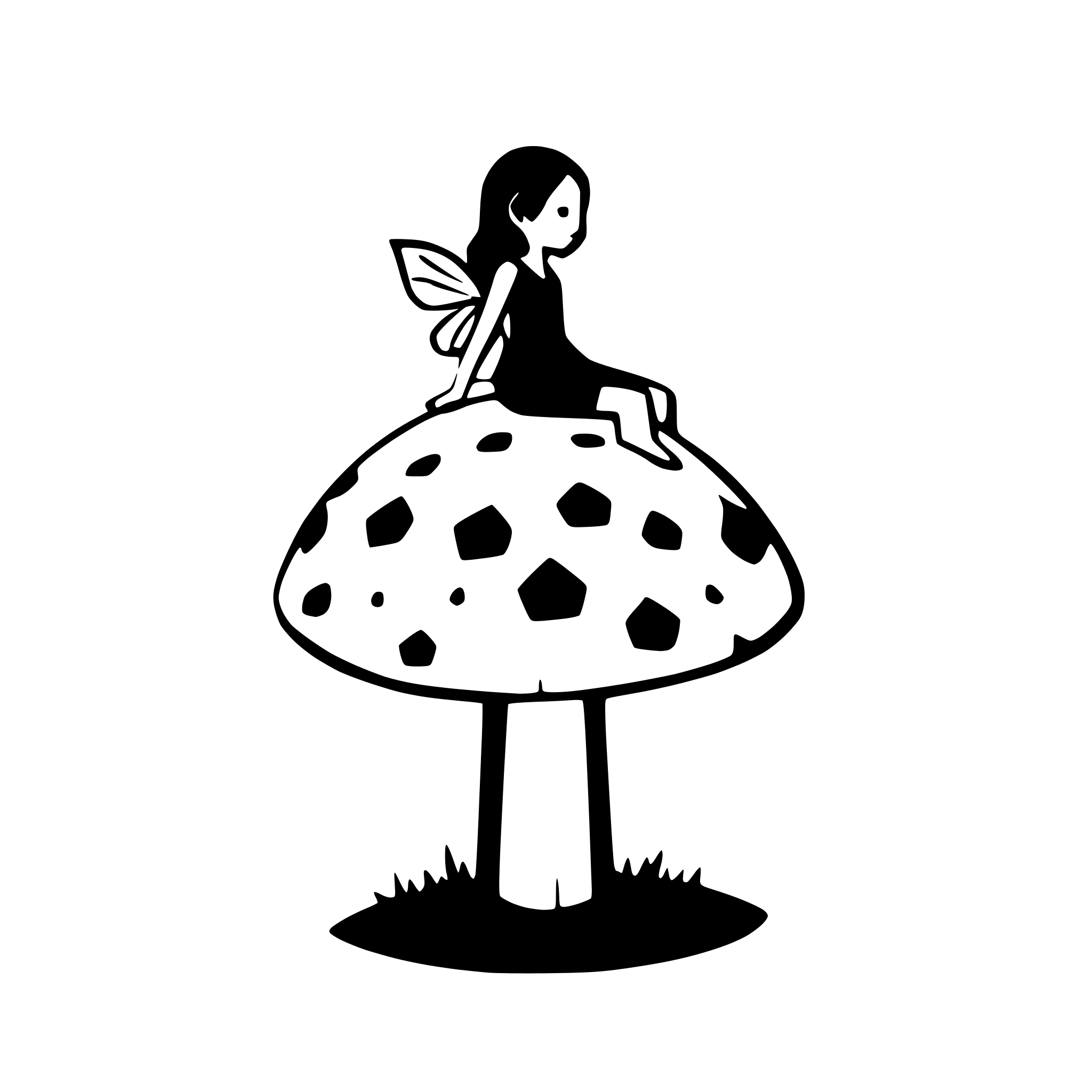 AI-generated SVG of a fairy sitting on a toadstool