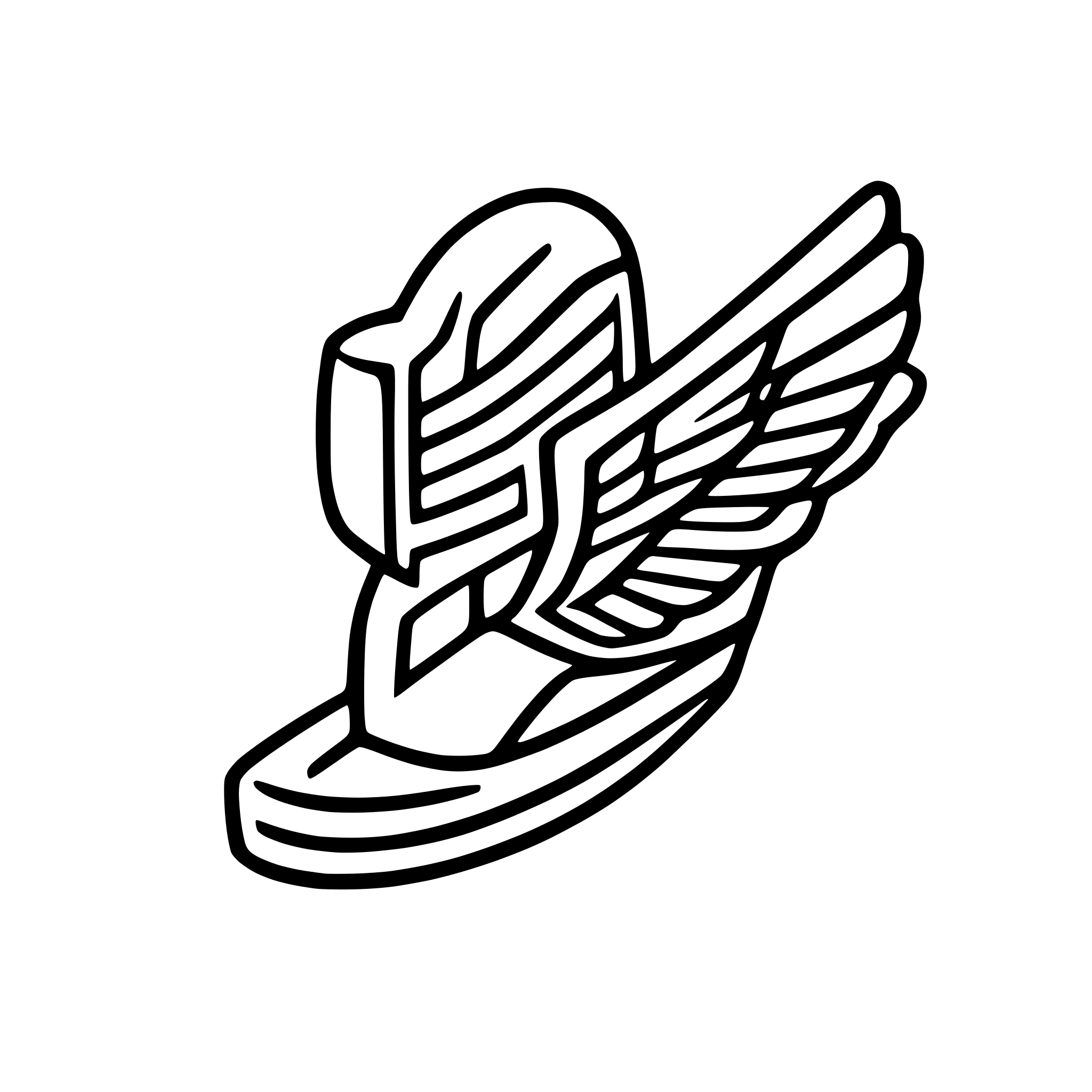 AI-generated SVG of a Design a sleek, modern logo including a wing for speed and a message bubble for communication. The logo should have something to do with the winged sandals of Hermes. Use smooth, flowing lines. Ensure its minimal and SVG-friendly.