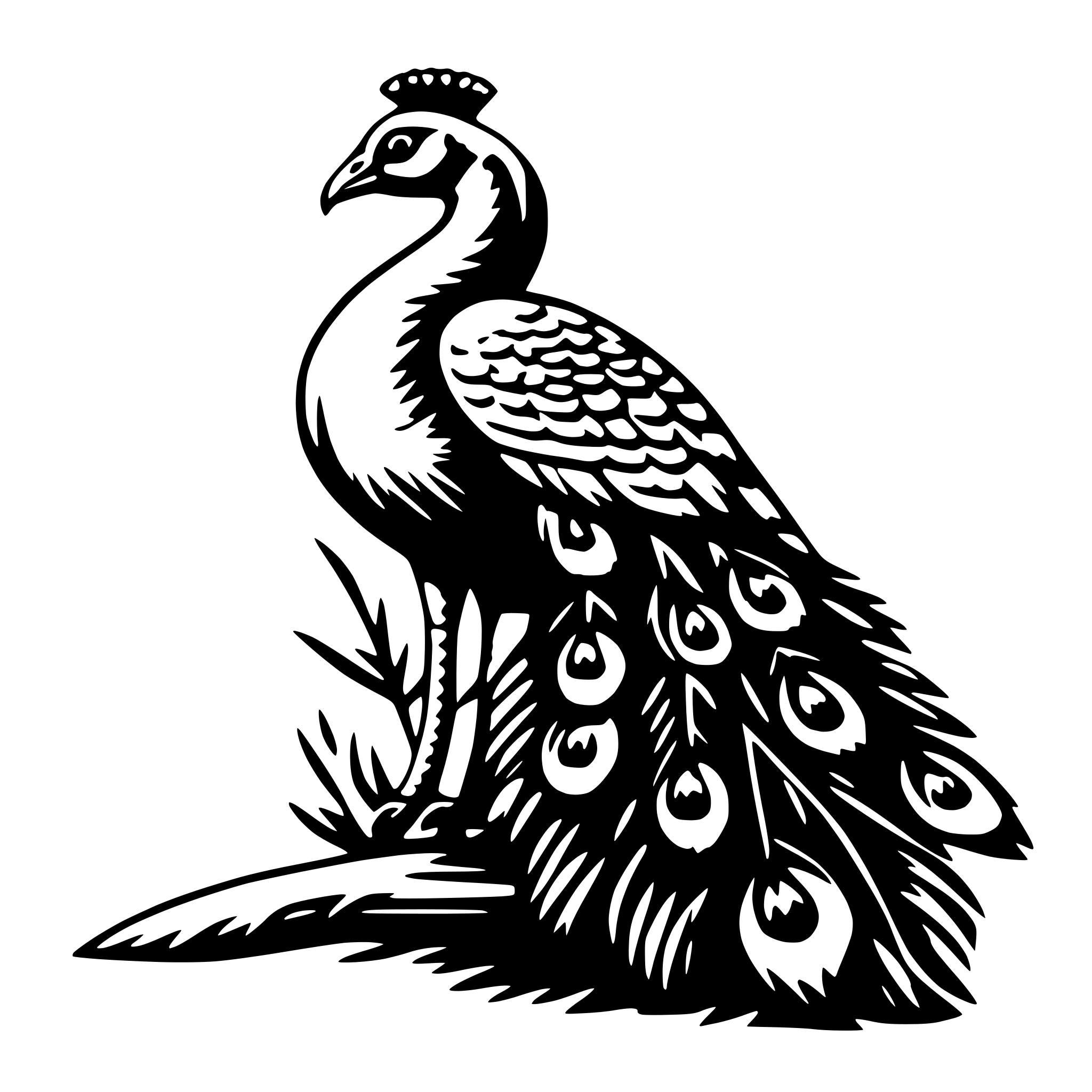 AI-generated SVG of a peacock with feathers