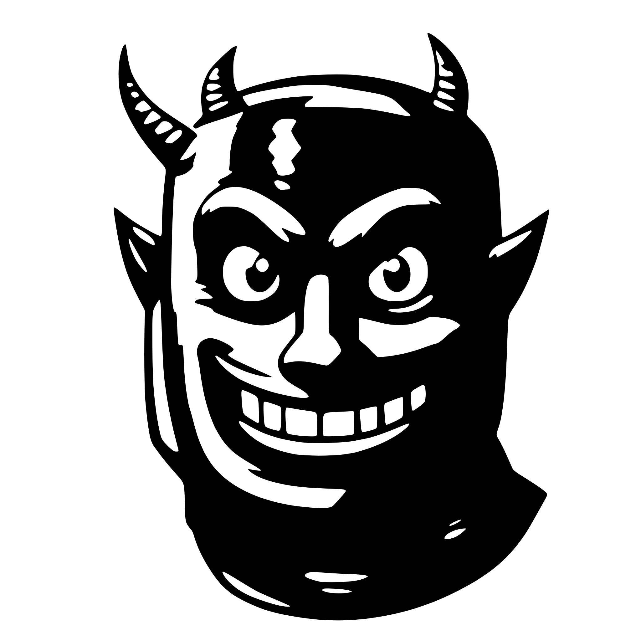 AI-generated SVG of 'chatting purple devil'