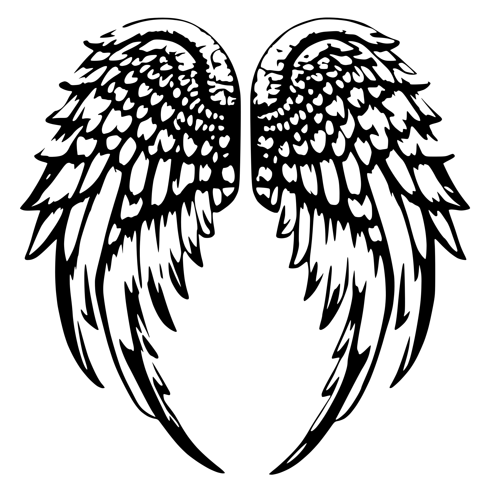 AI-generated SVG of 'symmetric angel wings'