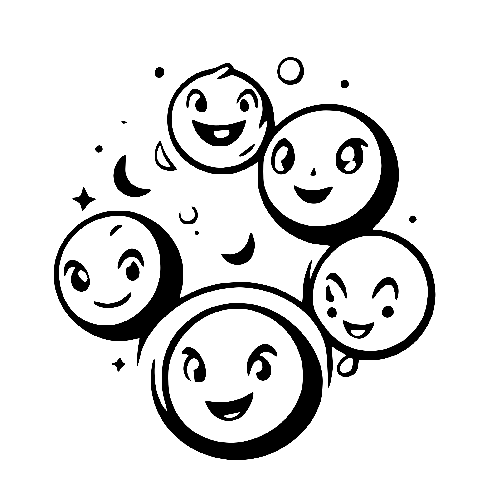 AI-generated SVG of 'a group of happy planets in space'
