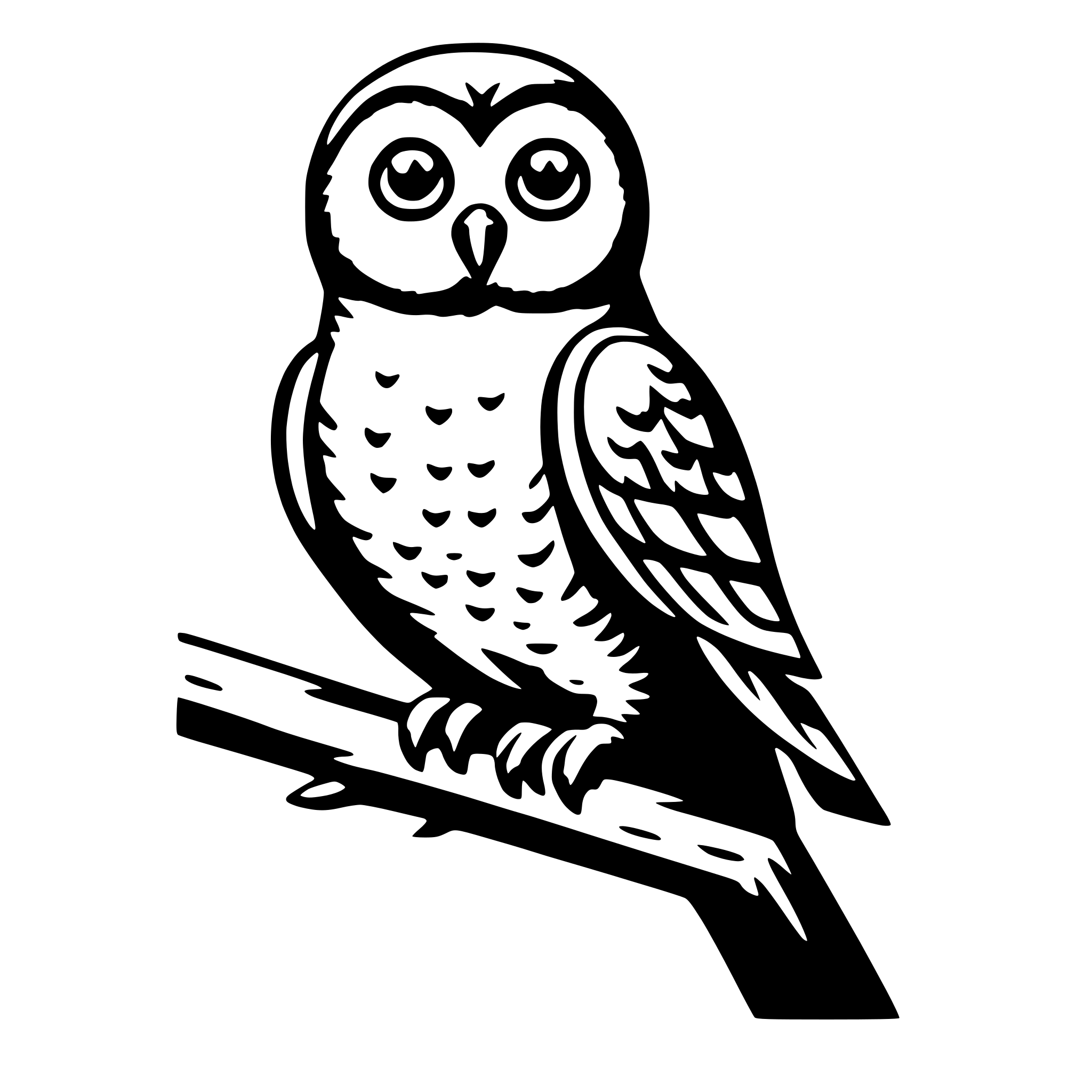 AI-generated SVG of 'owl on branch'