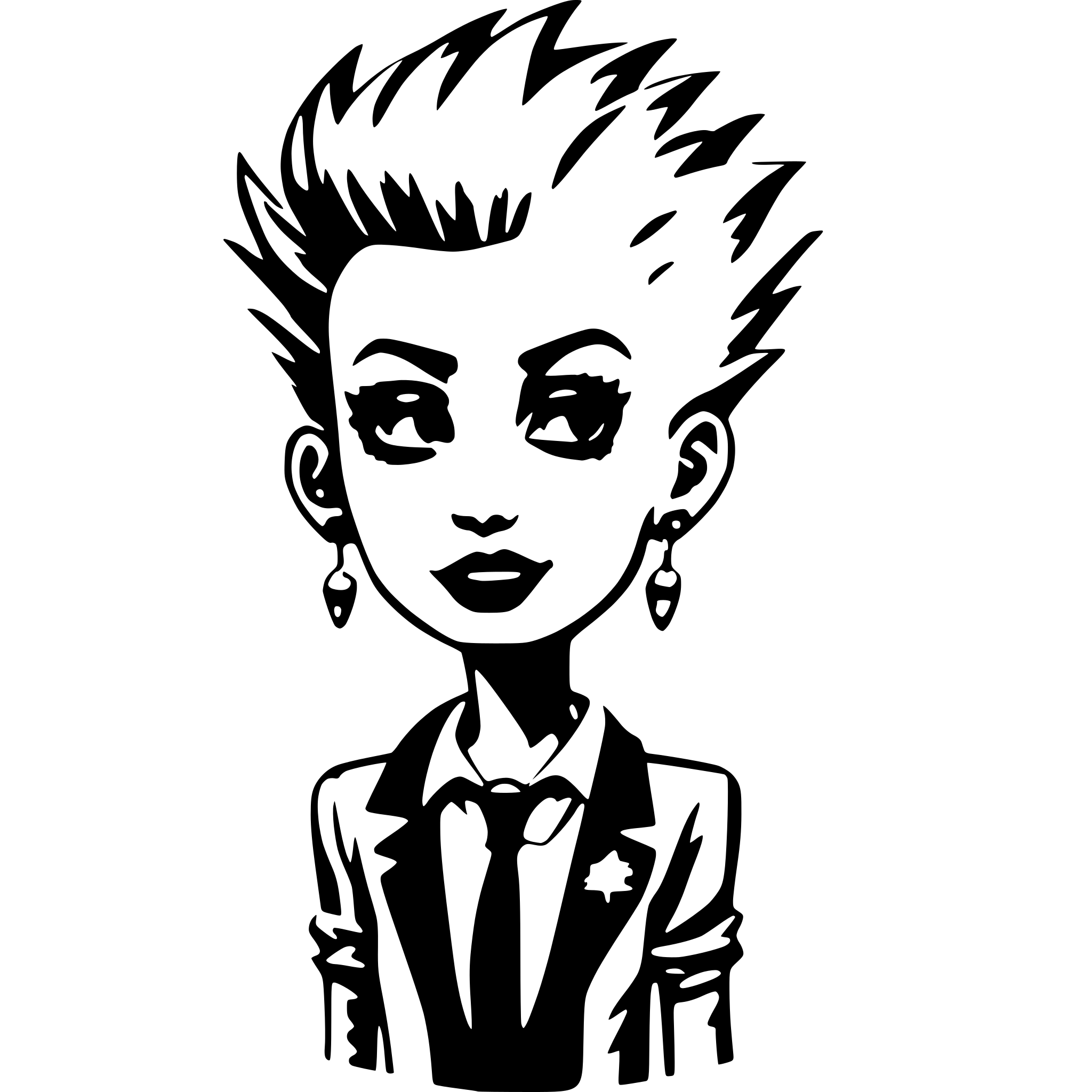 AI-generated SVG of a fun cartoon character. punk girl, pink mohawk, wearing a business suit AI-generated SVG of a fun cartoon character. punk girl, pink mohawk, wearing a business suit
