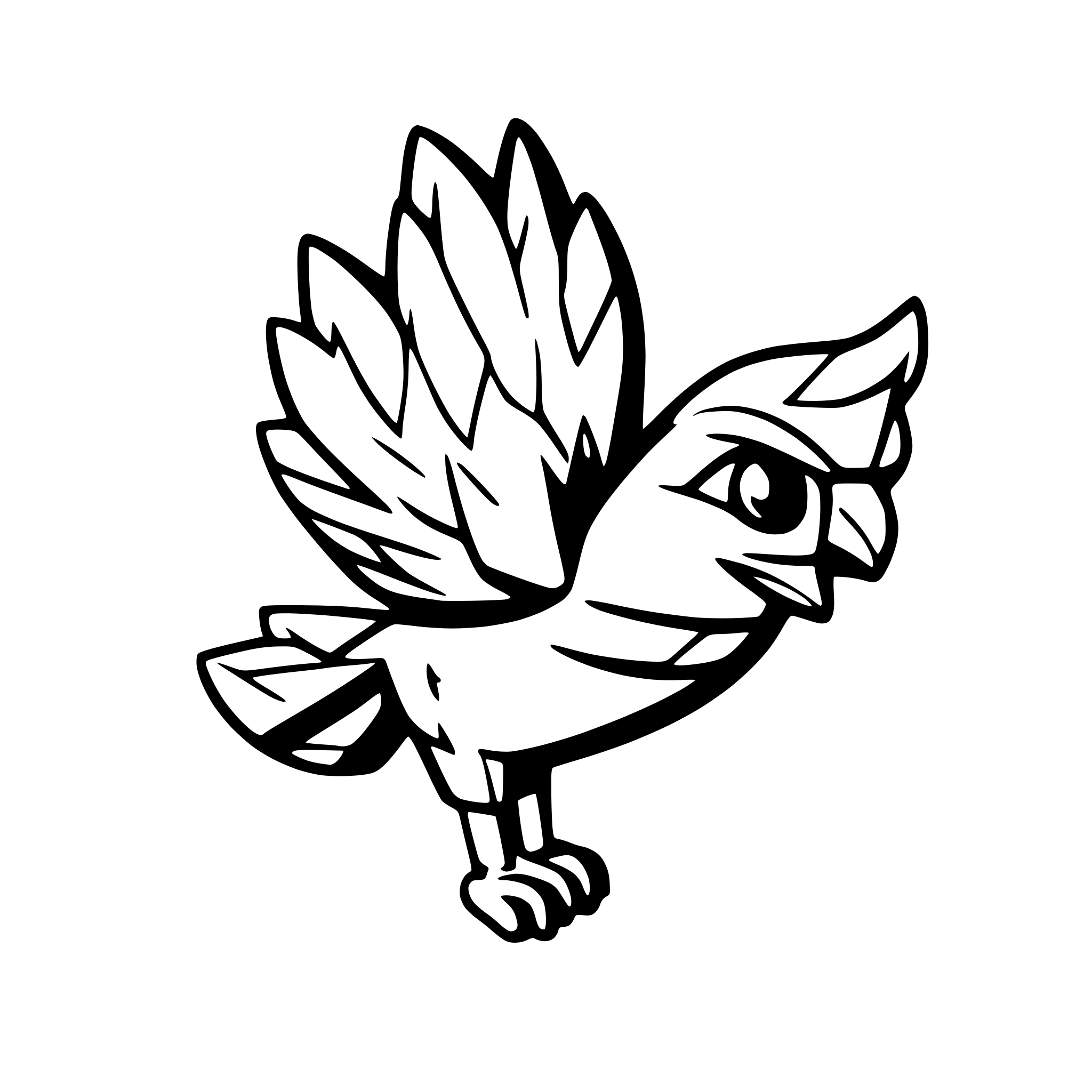 AI-generated SVG of a side profile of a cartoon falcon flying
