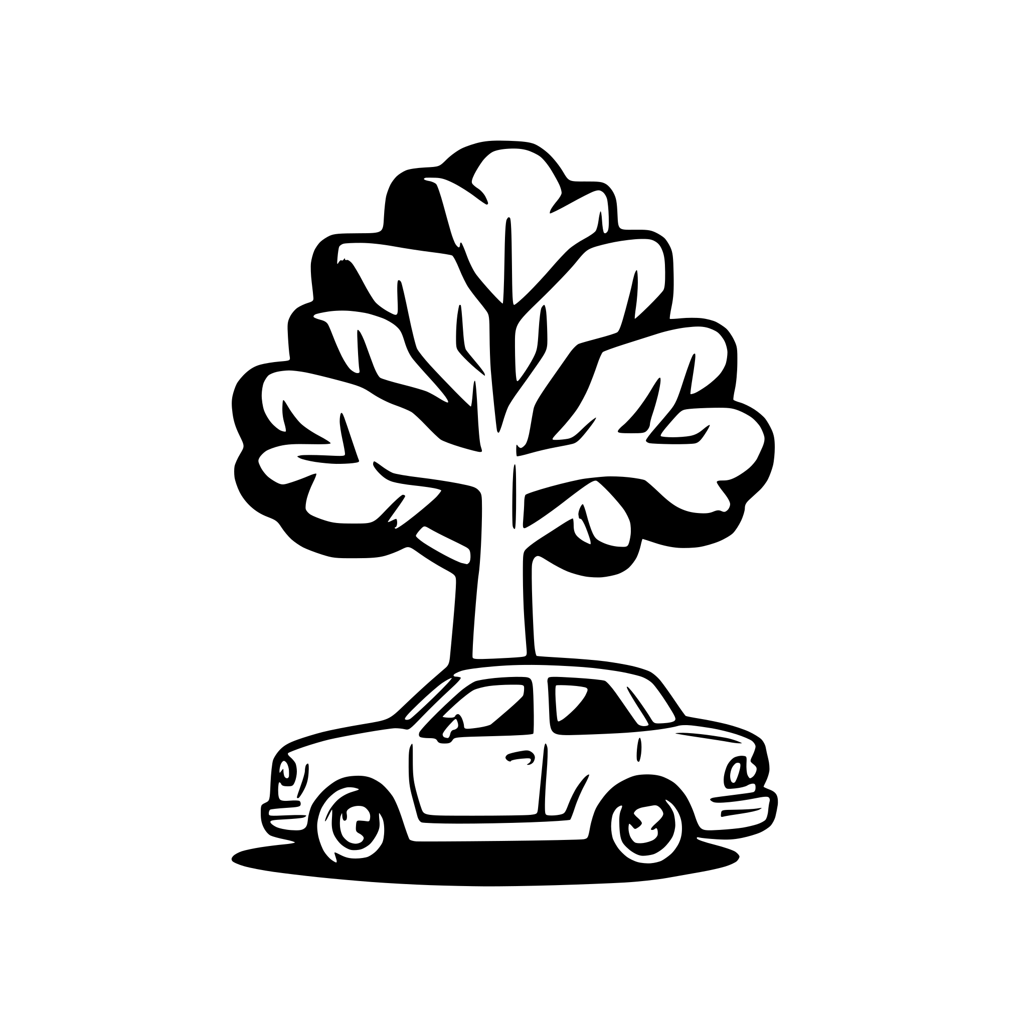 AI-generated SVG of a a tree with a car in front of it.