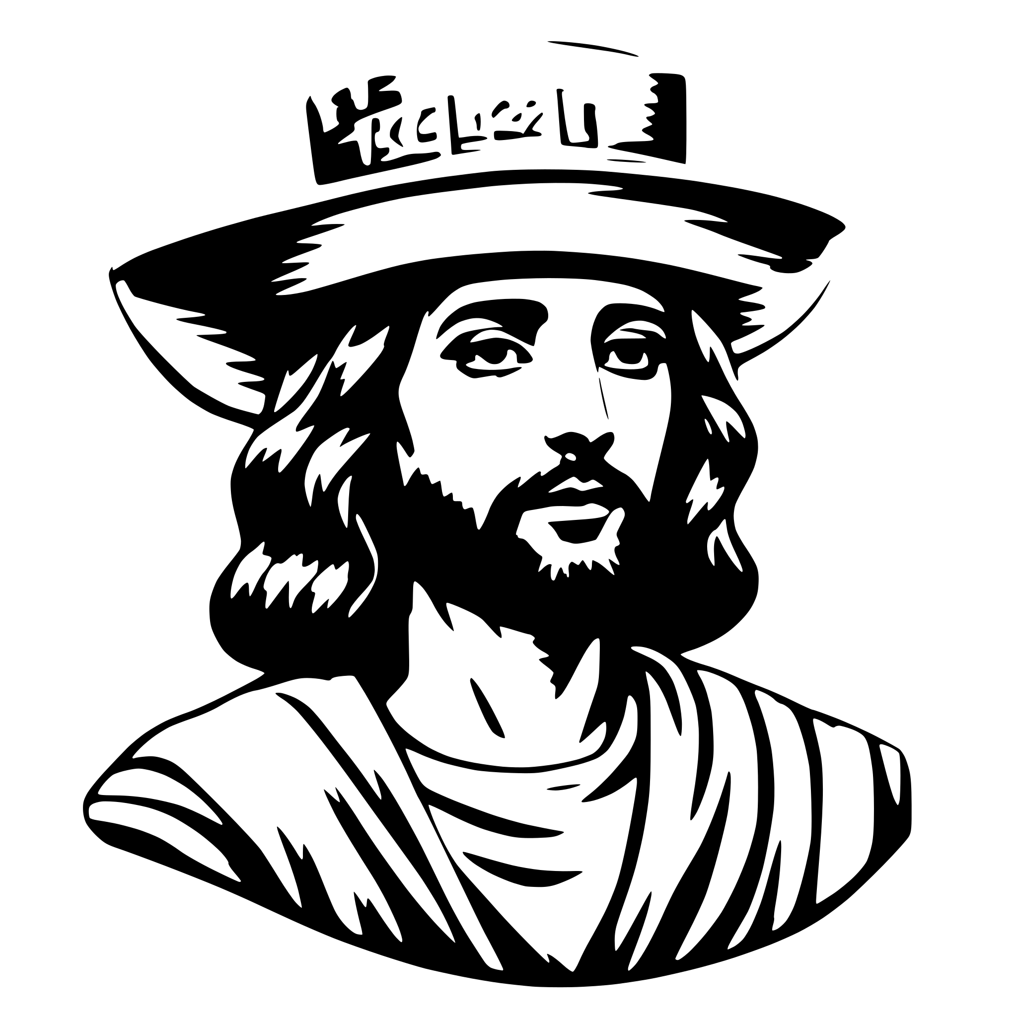 AI-generated SVG of a Amazing jesus with fancy hat