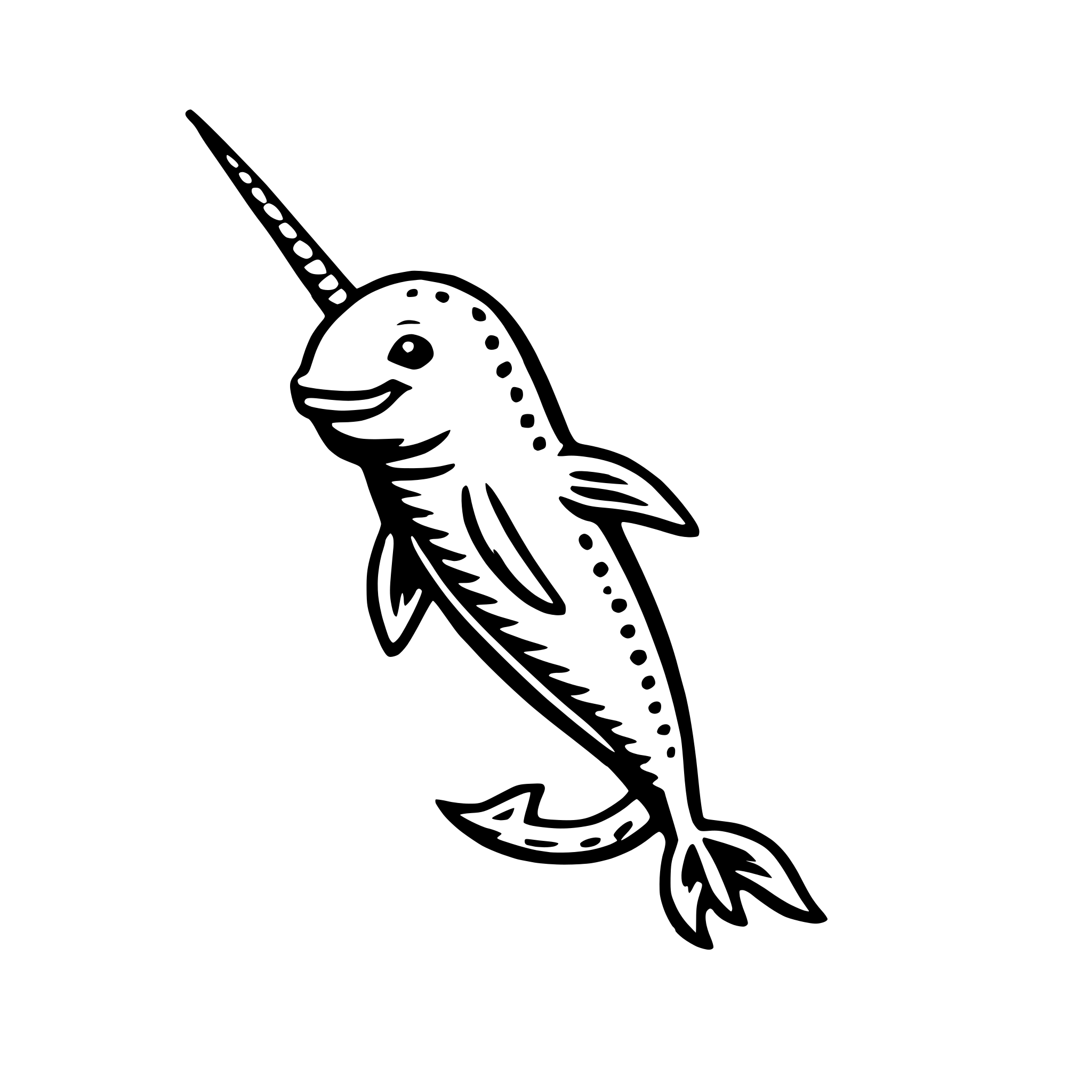 AI-generated SVG of a narwhal with necklace