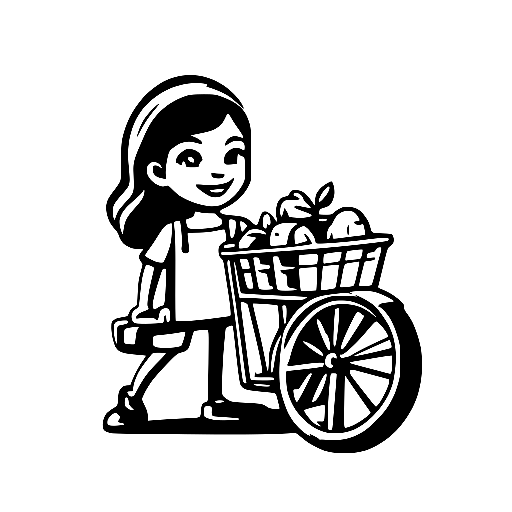 AI-generated SVG of 'a logo for a fresh produce delivery app, using a shopping cart and a delivery motorcycle for inspiration, include fresh produce in a basket'