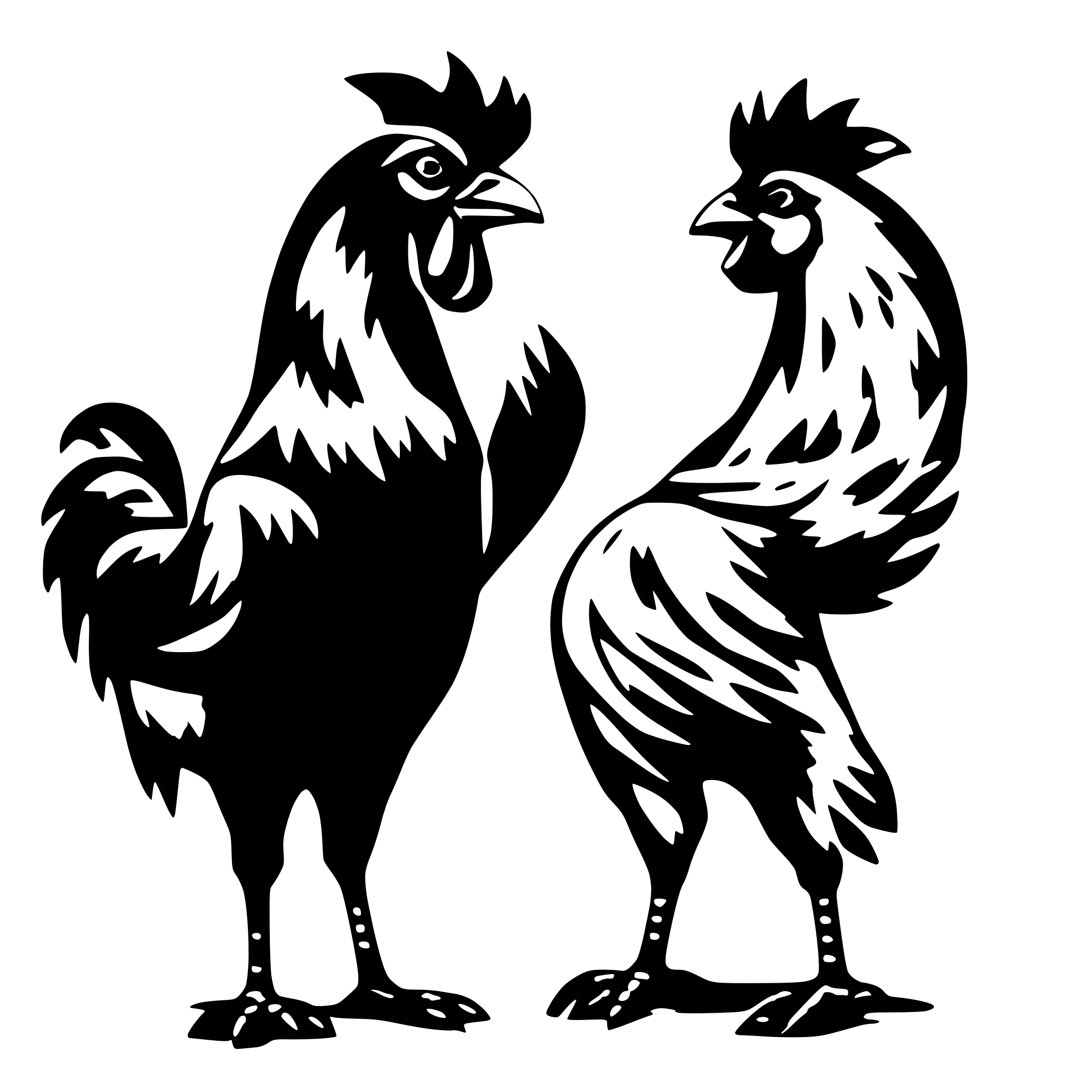 AI-generated SVG of 'rooster and her arguing bawk'
