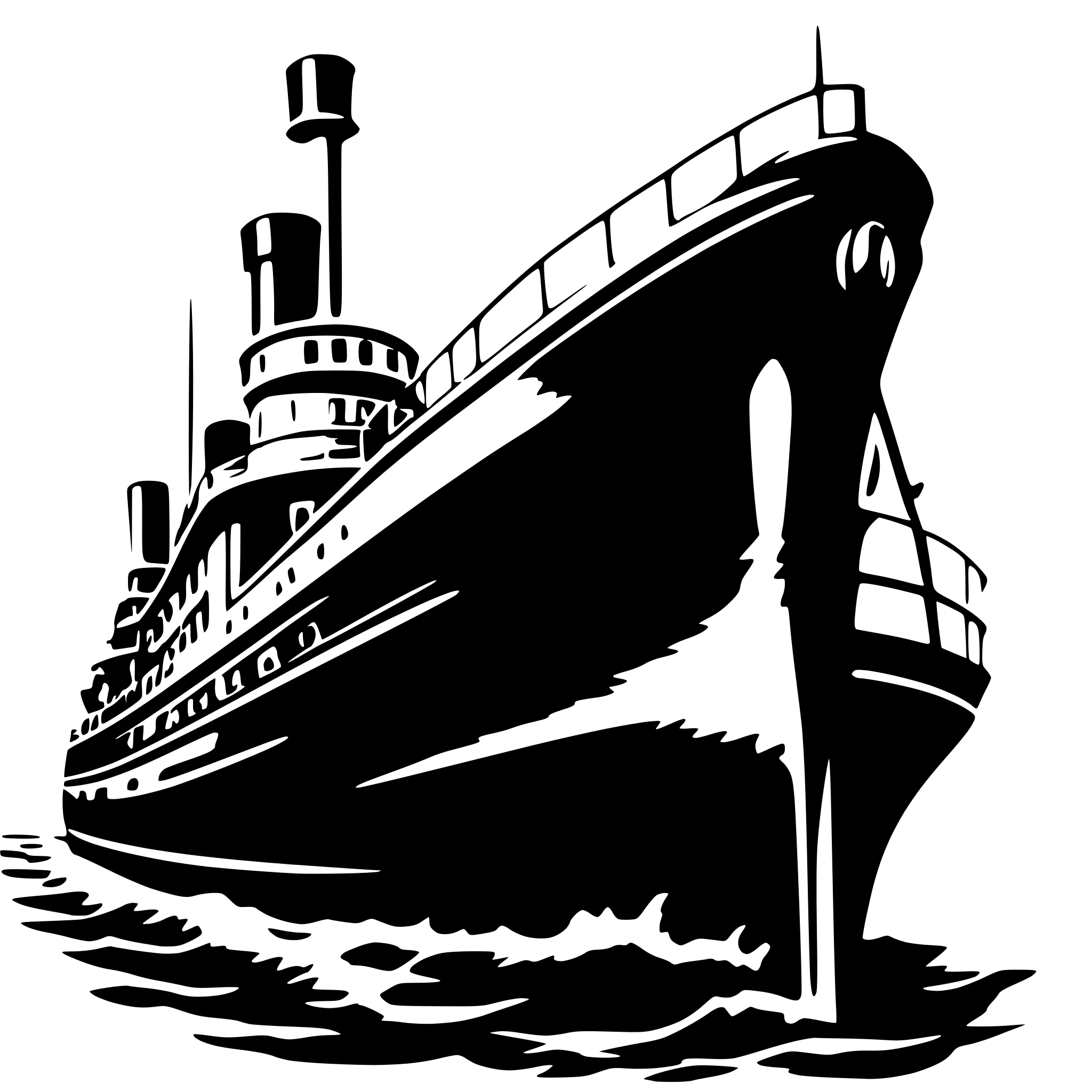 AI-generated SVG of 'Old steam ship 4 funnel'