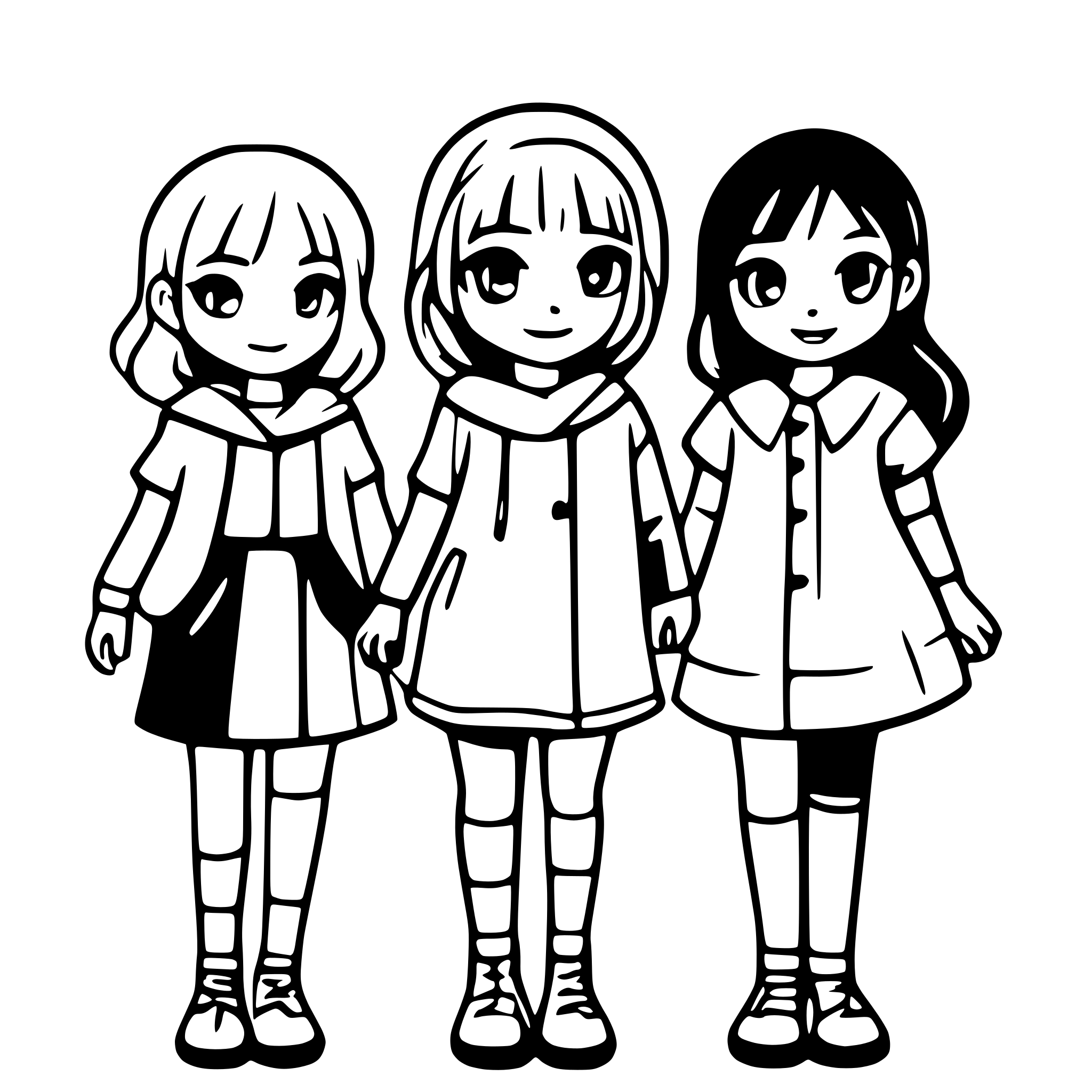 AI-generated SVG of a girls and boys forming a line and holding hands
