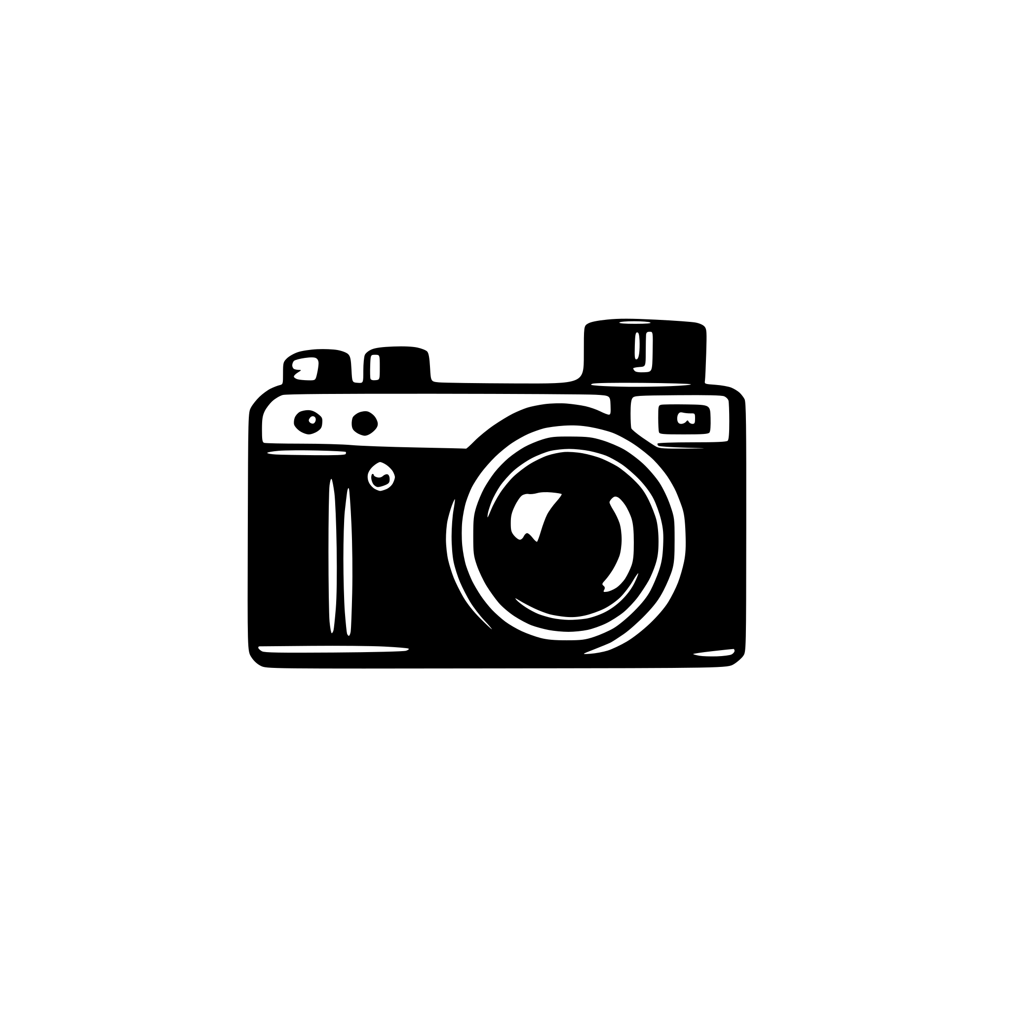 AI-generated SVG of a photo camera, black, simple, logo for an APP