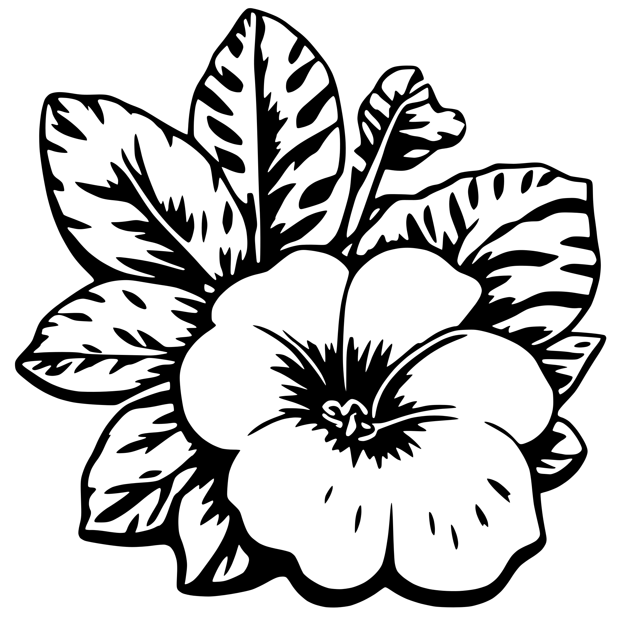 AI-generated SVG of 'various shells inside hibiscus flower'